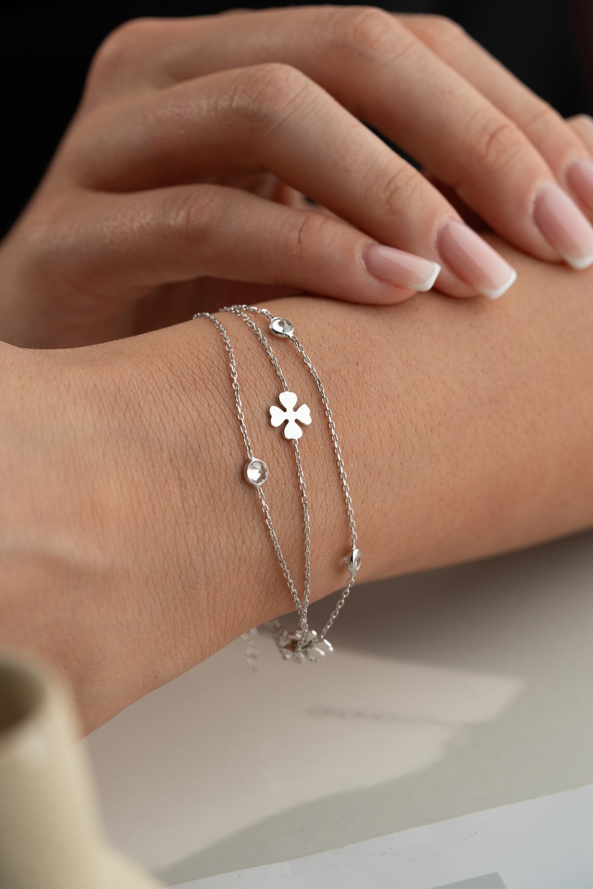 Three Strand Clover Charm Bracelet