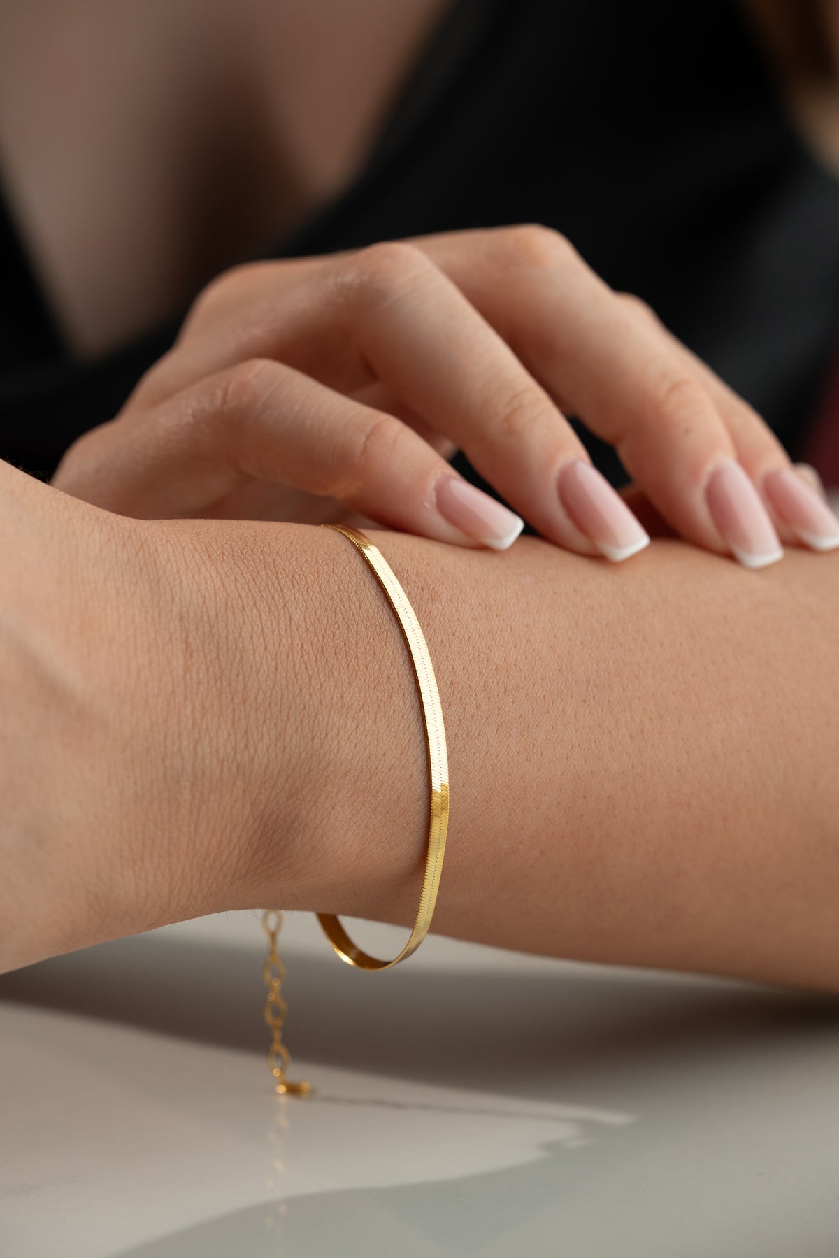 Gold Herringbone Chain Bracelet