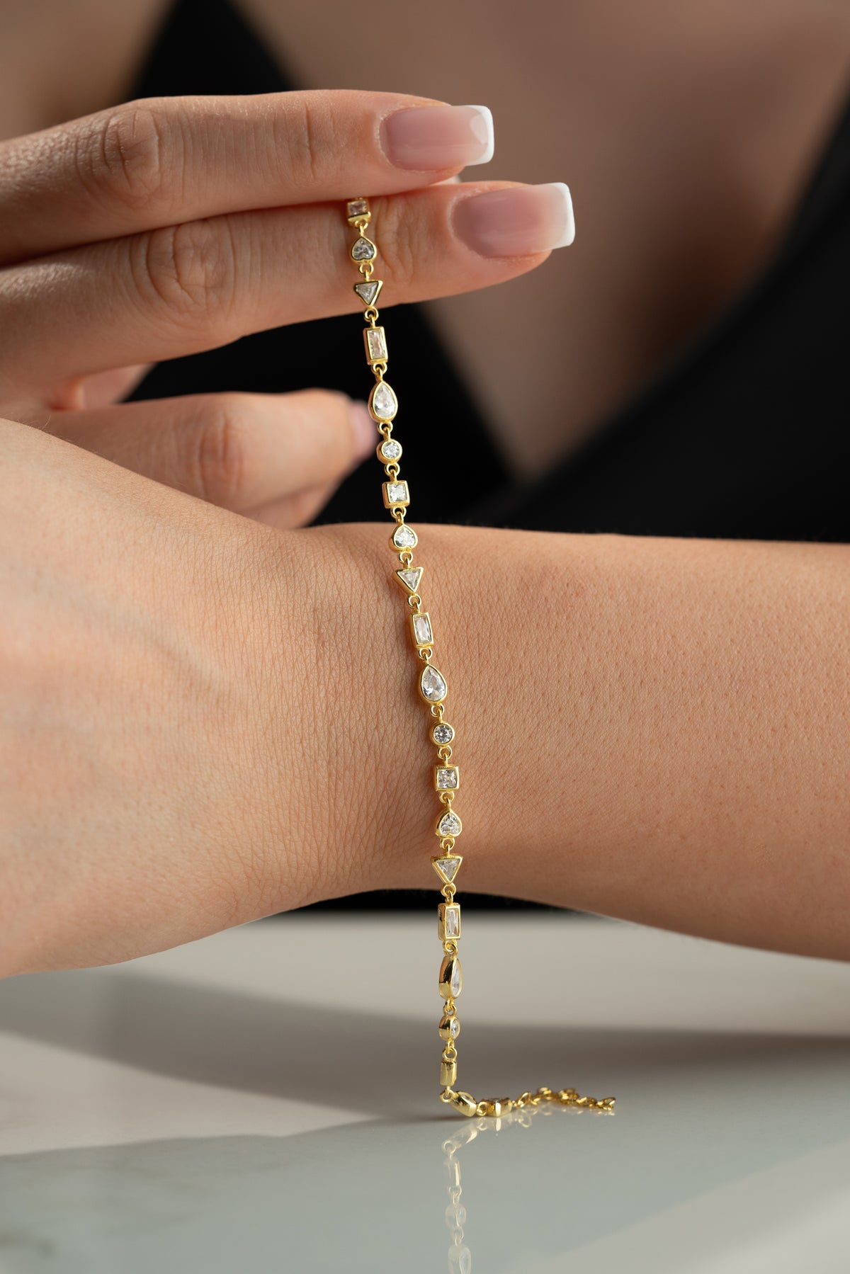 Mixed Cut Crystal Tennis Bracelet