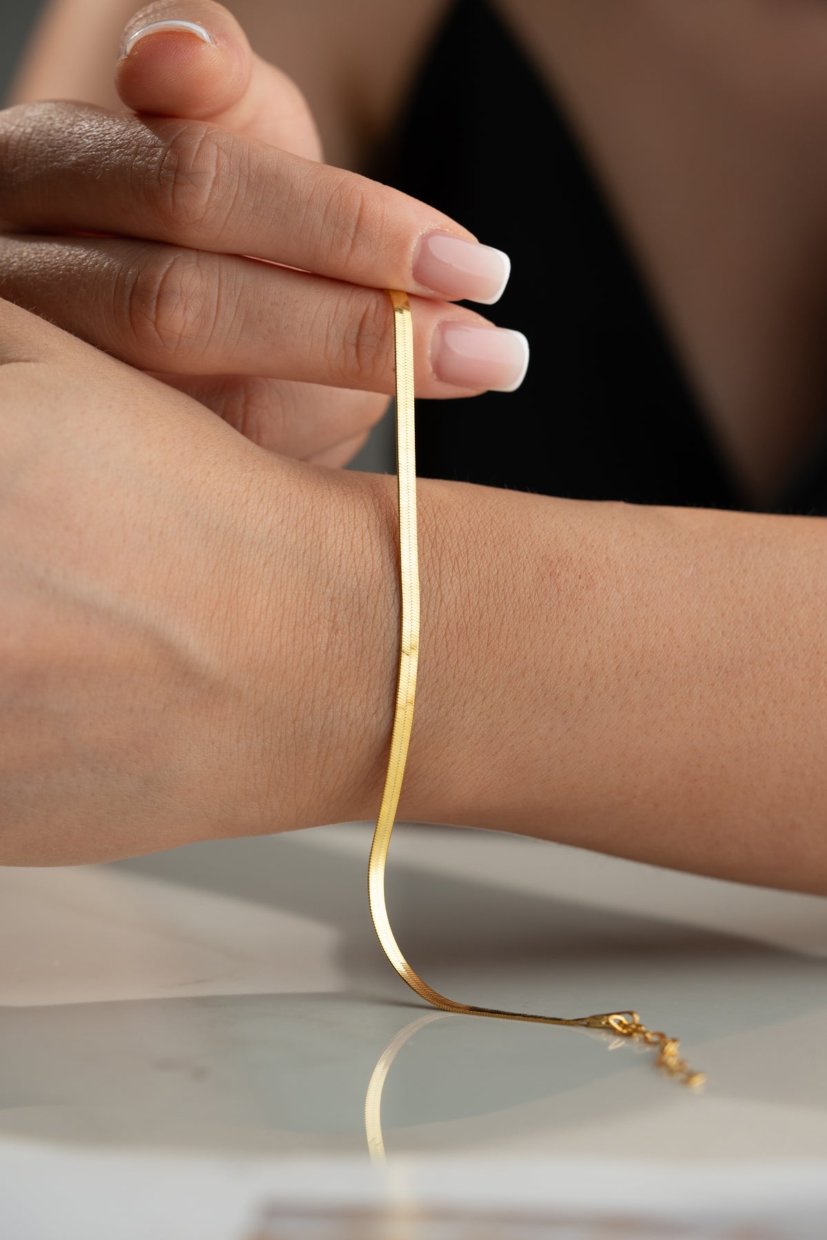 Gold Herringbone Chain Bracelet