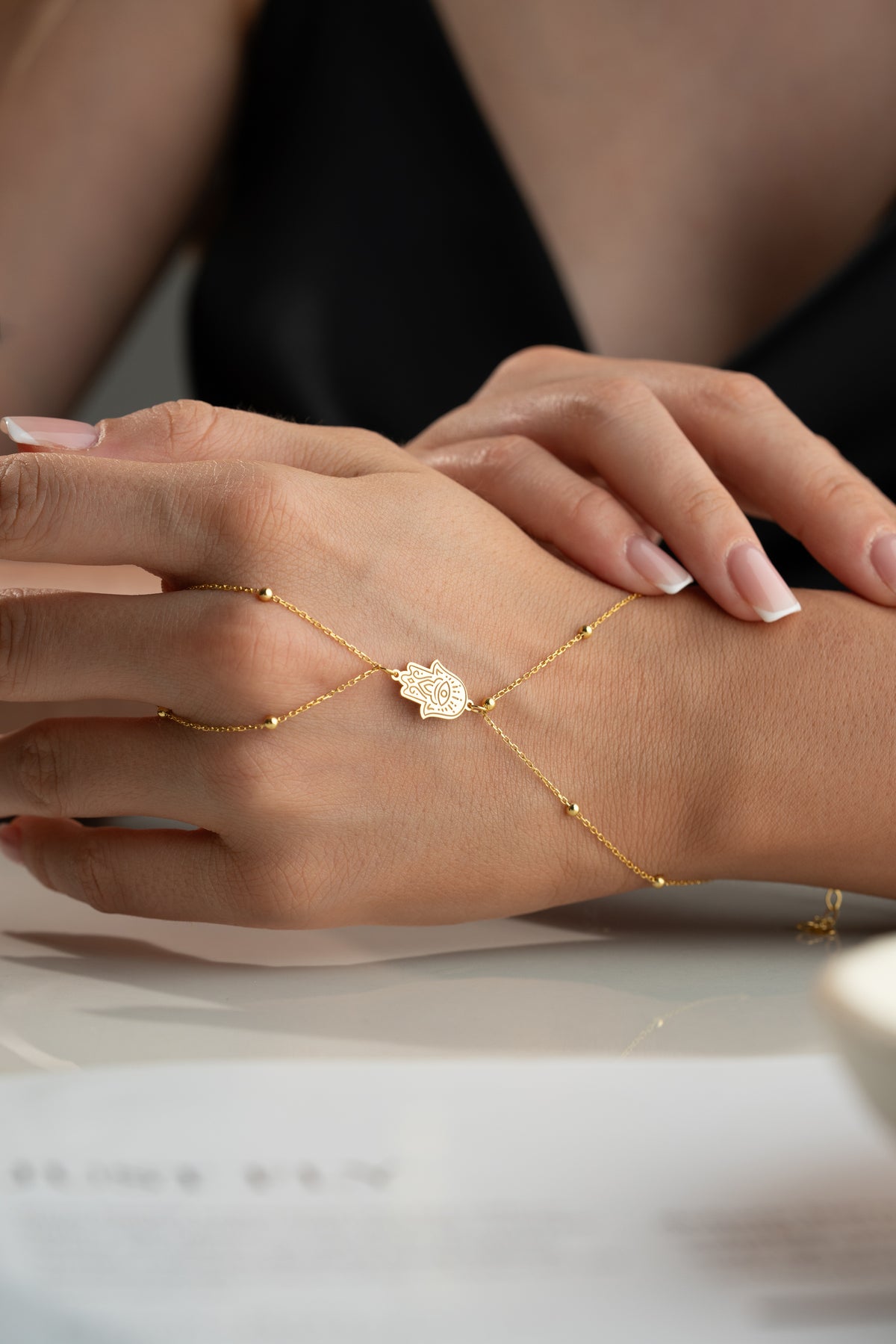 Hamsa Hand Chain Bracelet in Gold