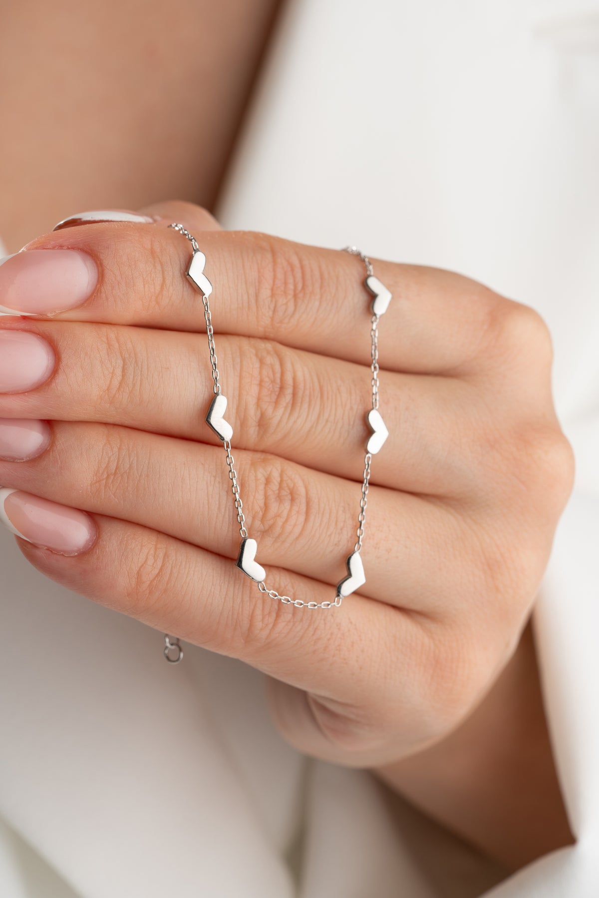Heart Station Anklet in Silver