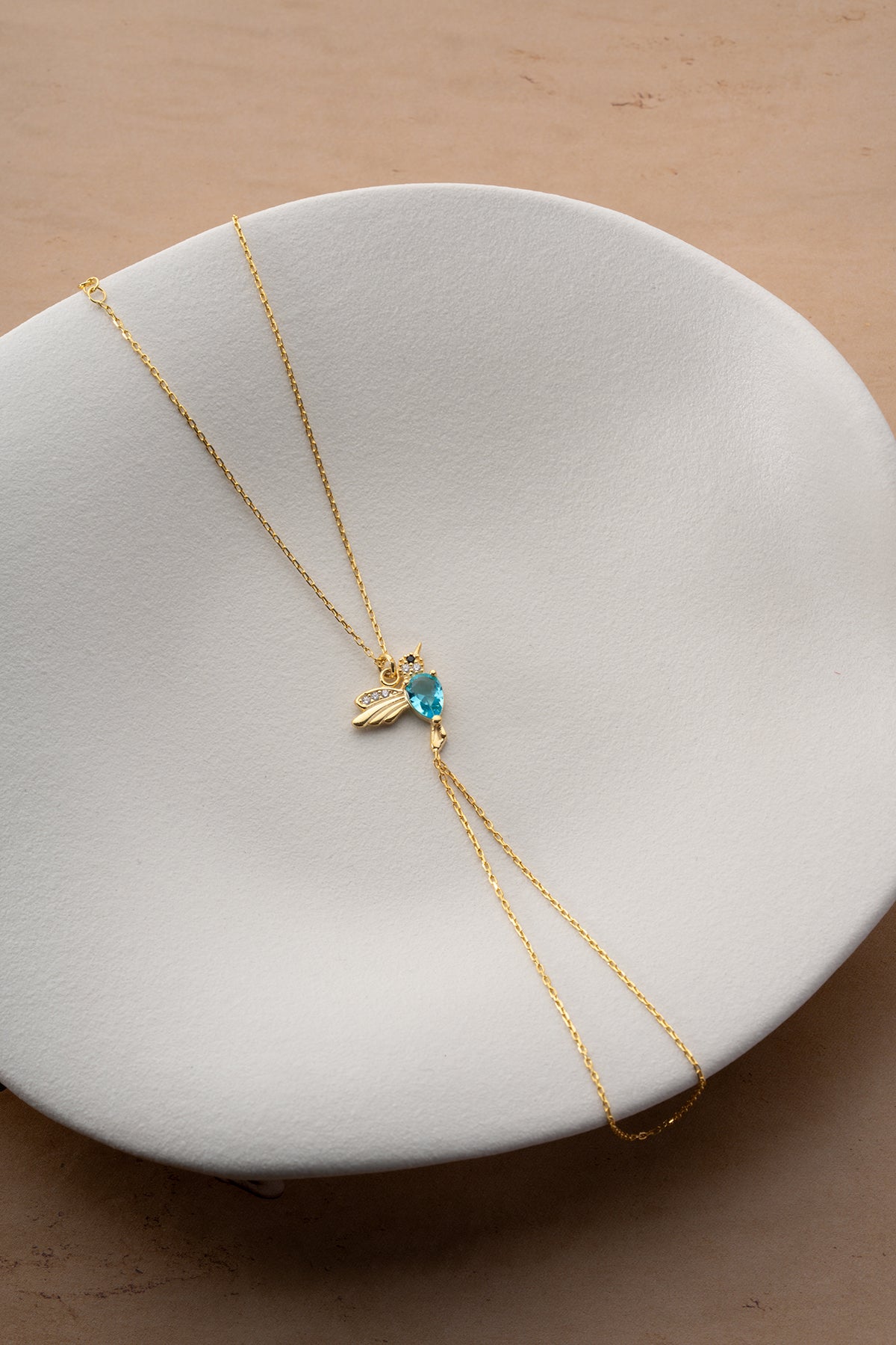 Bee Charm Crystal Hand Chain Bracelet in Gold