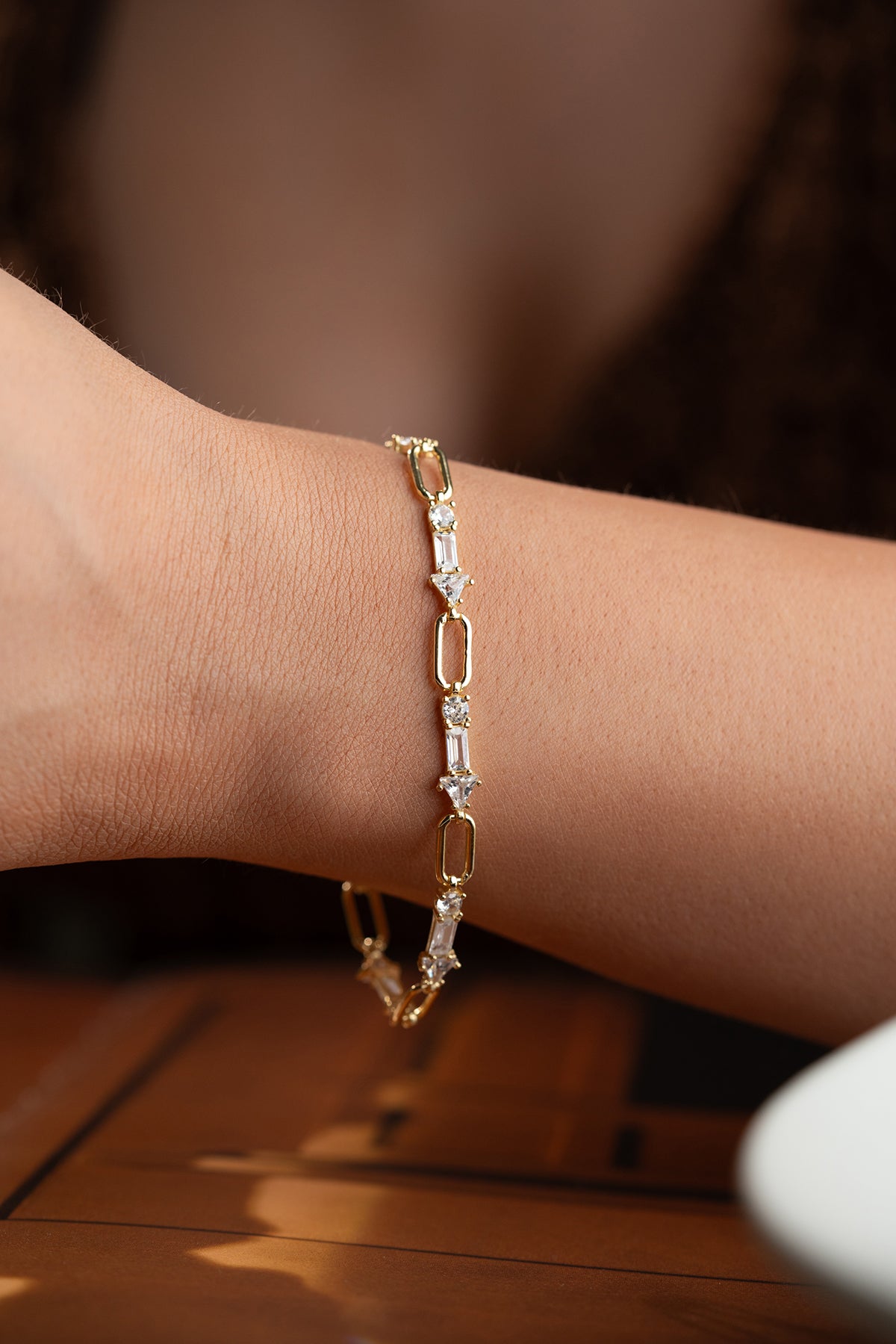 Baguette Crystal Paperclip Bracelet