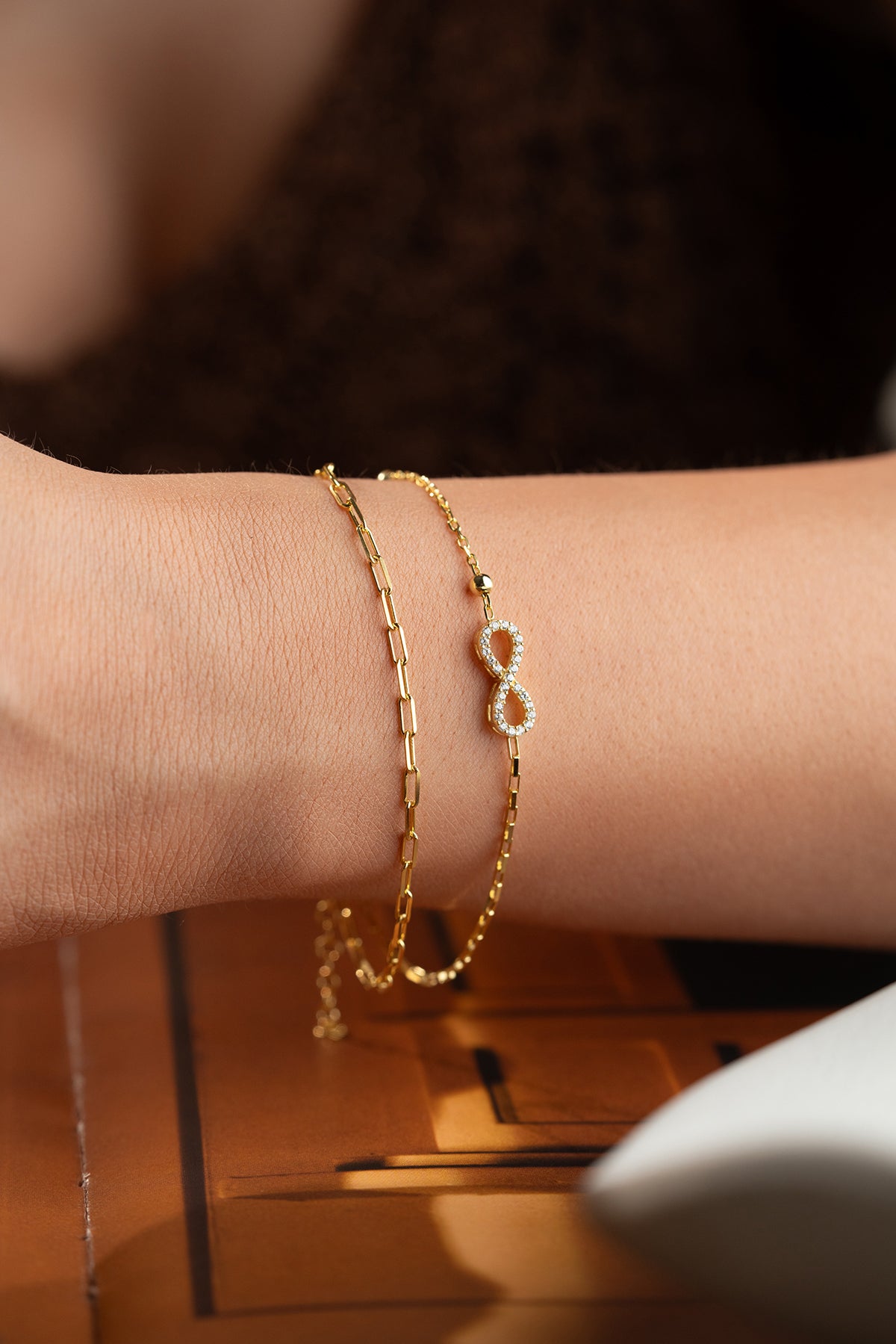 Infinity Double Chain Bracelet in Gold