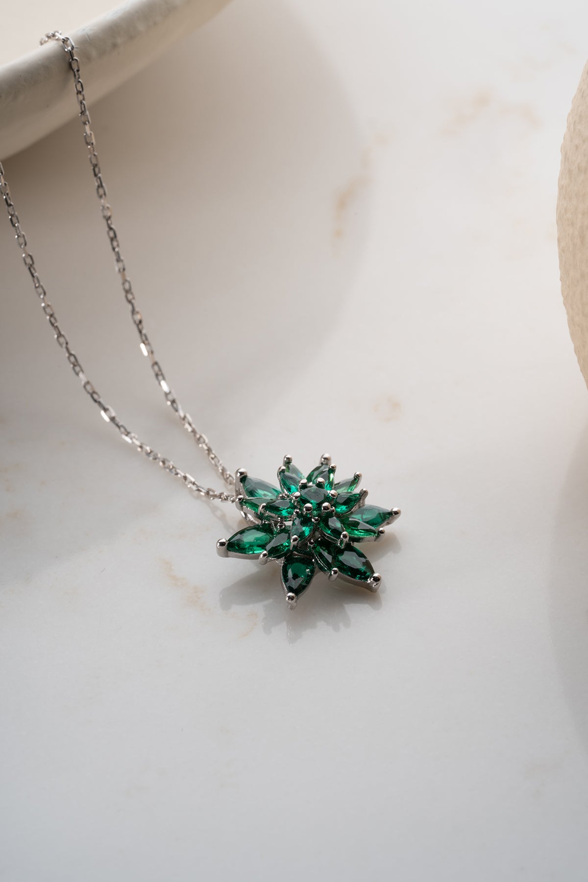 Emerald Crystal Lotus Necklace