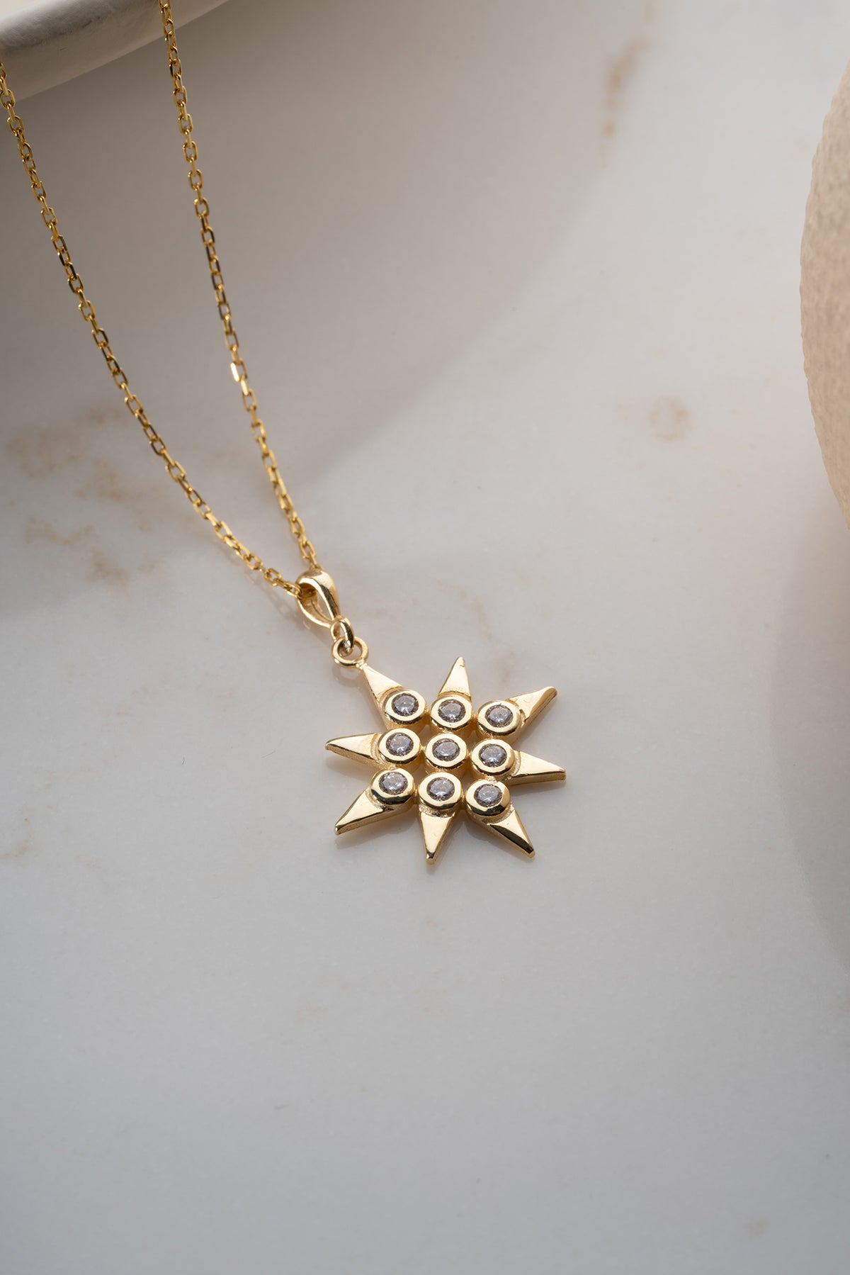 North Star Pendant Necklace in Gold