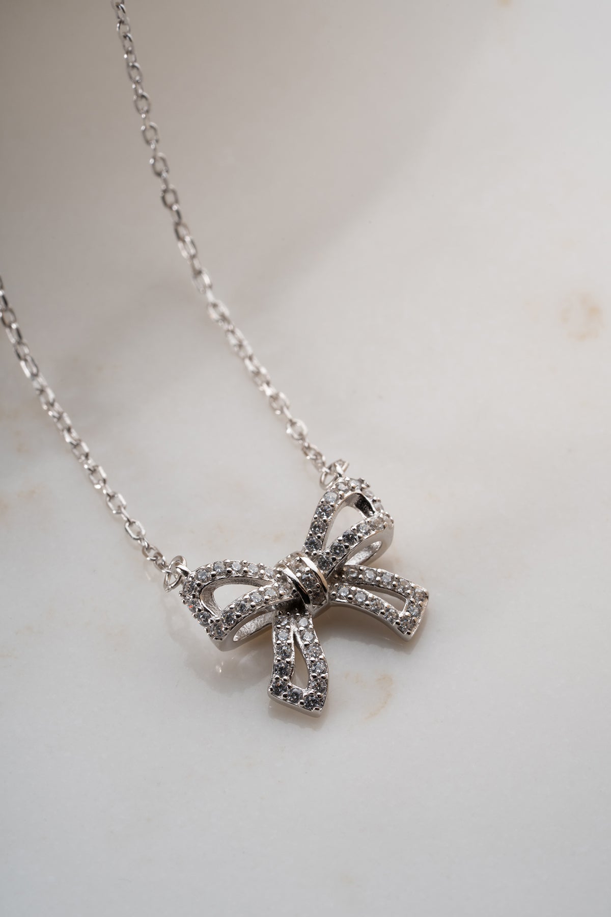 Pave Crystal Bow Pendant Necklace