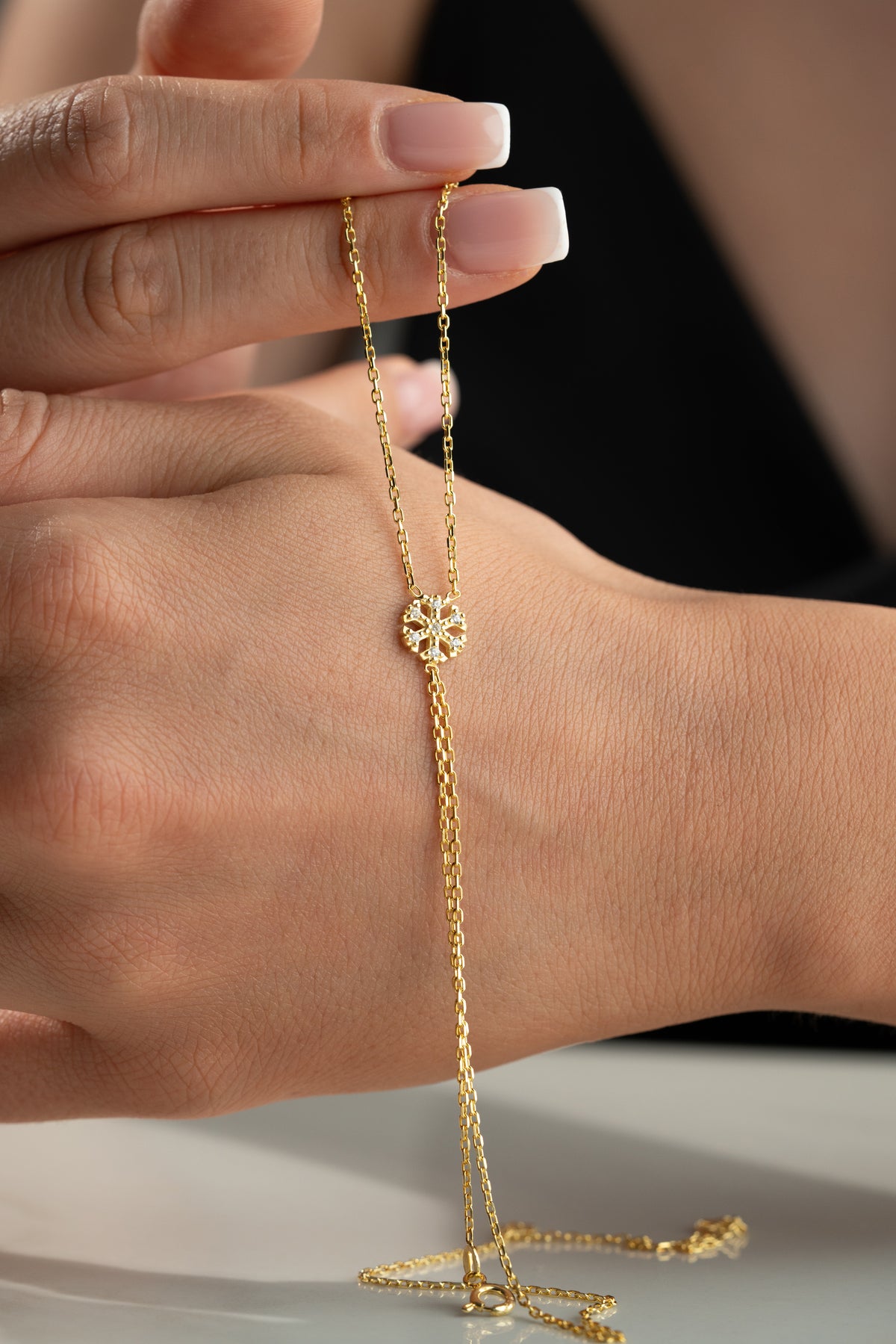 Snowflake Charm Hand Chain Bracelet