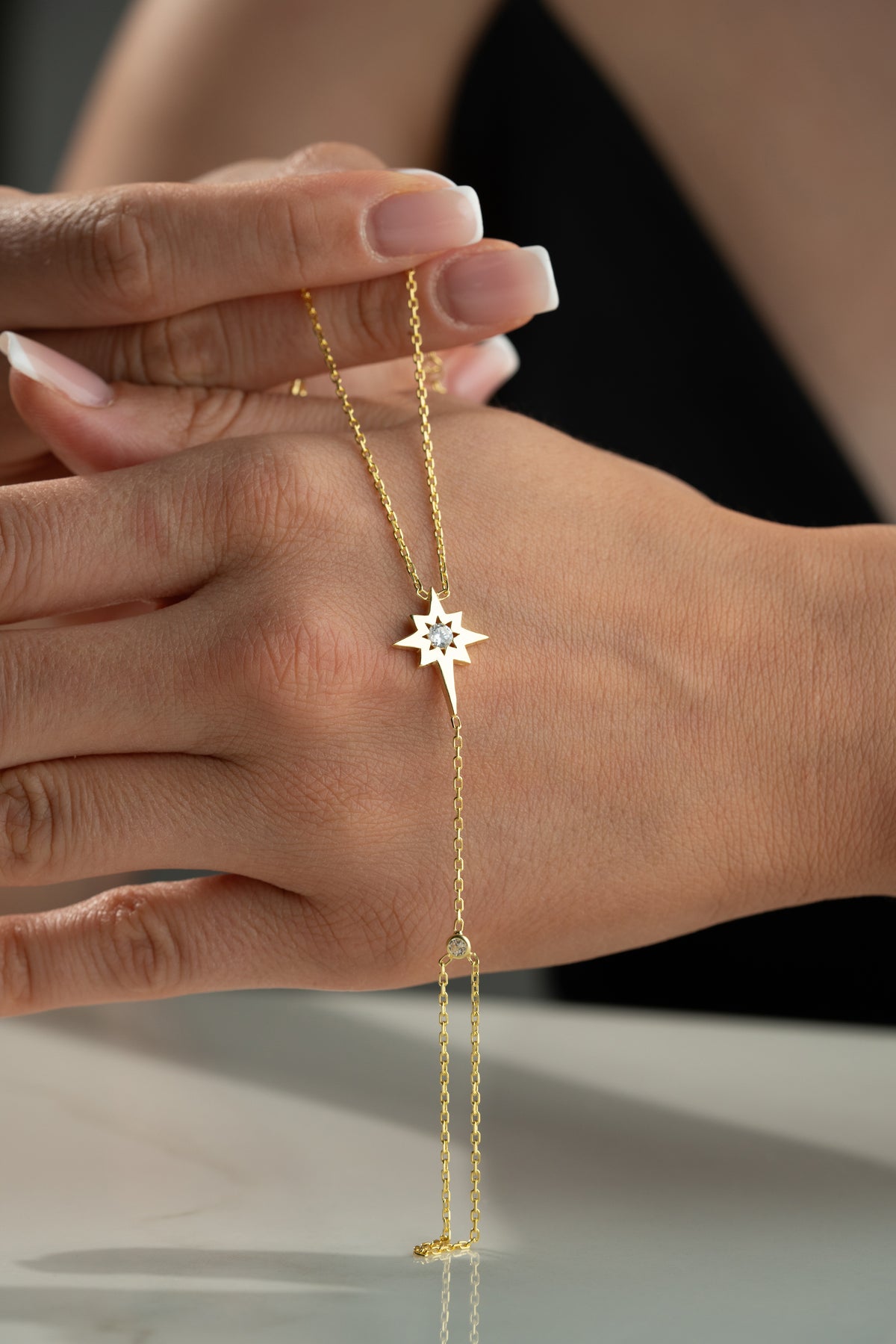 North Star Pendant Hand Chain Bracelet