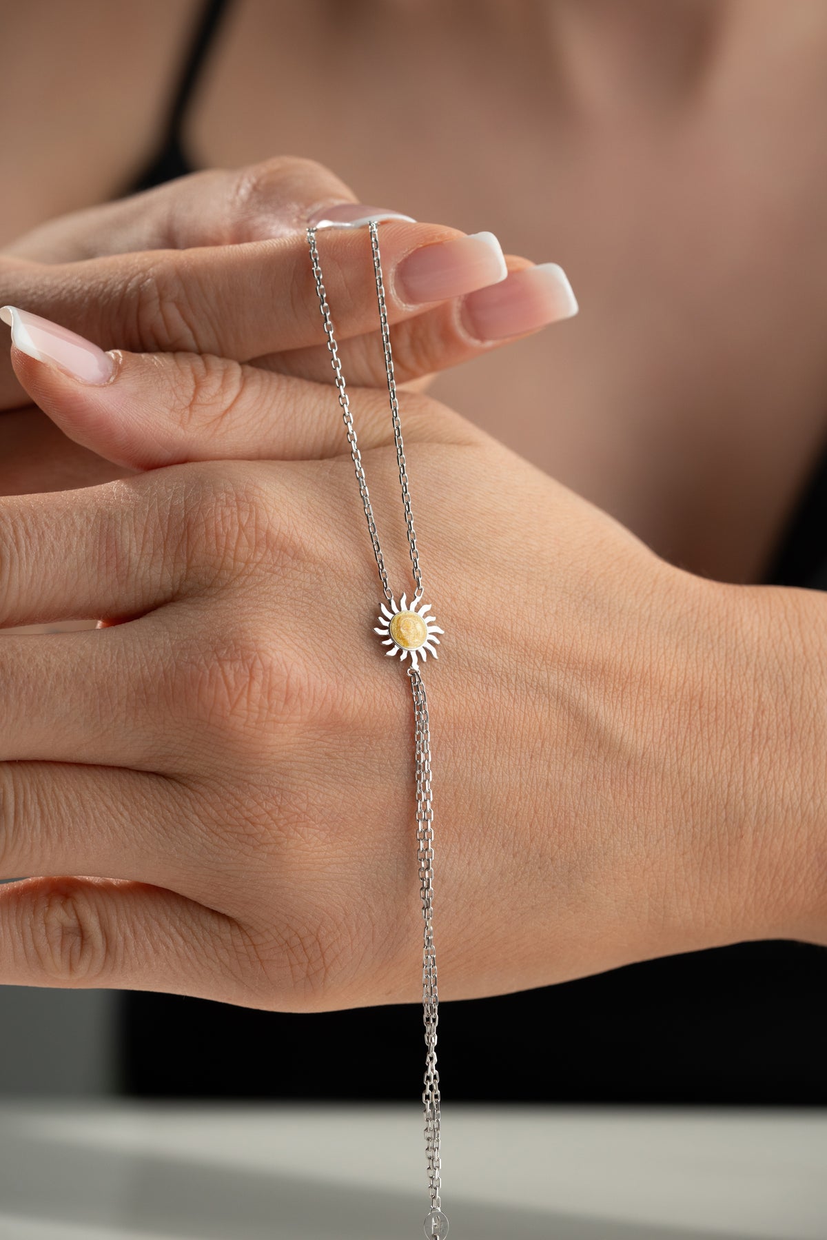 Sun Medallion Hand Chain Bracelet