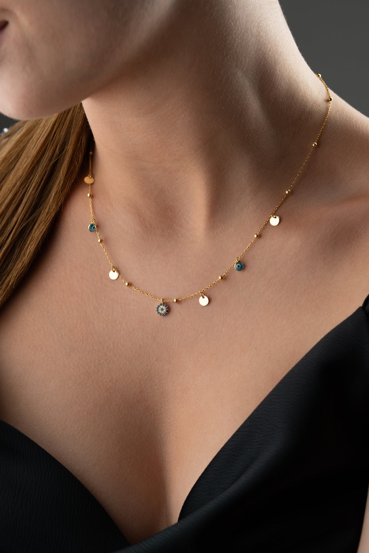 Evil Eye Coin Charm Necklace