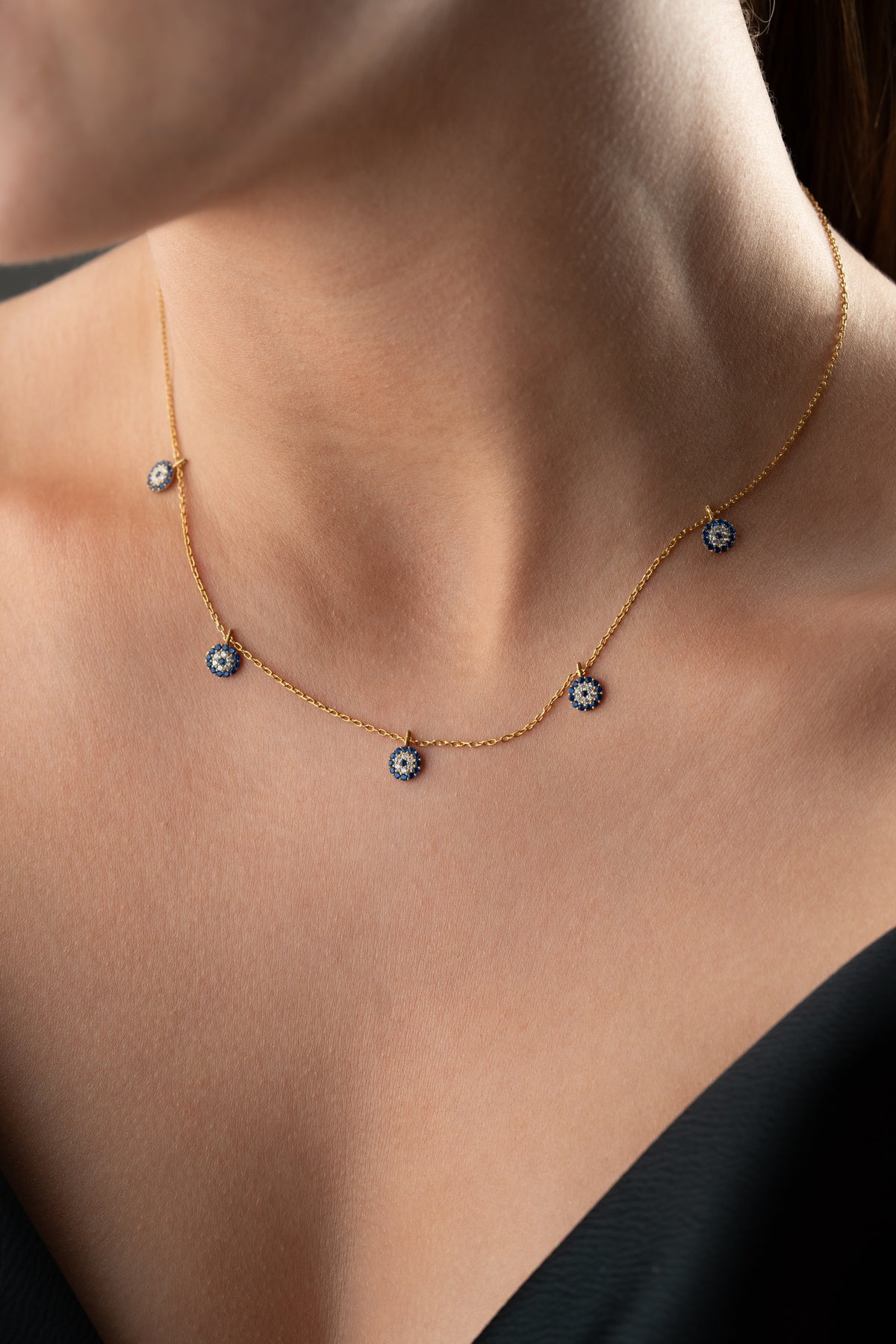 Layered Pave Evil Eye Necklace
