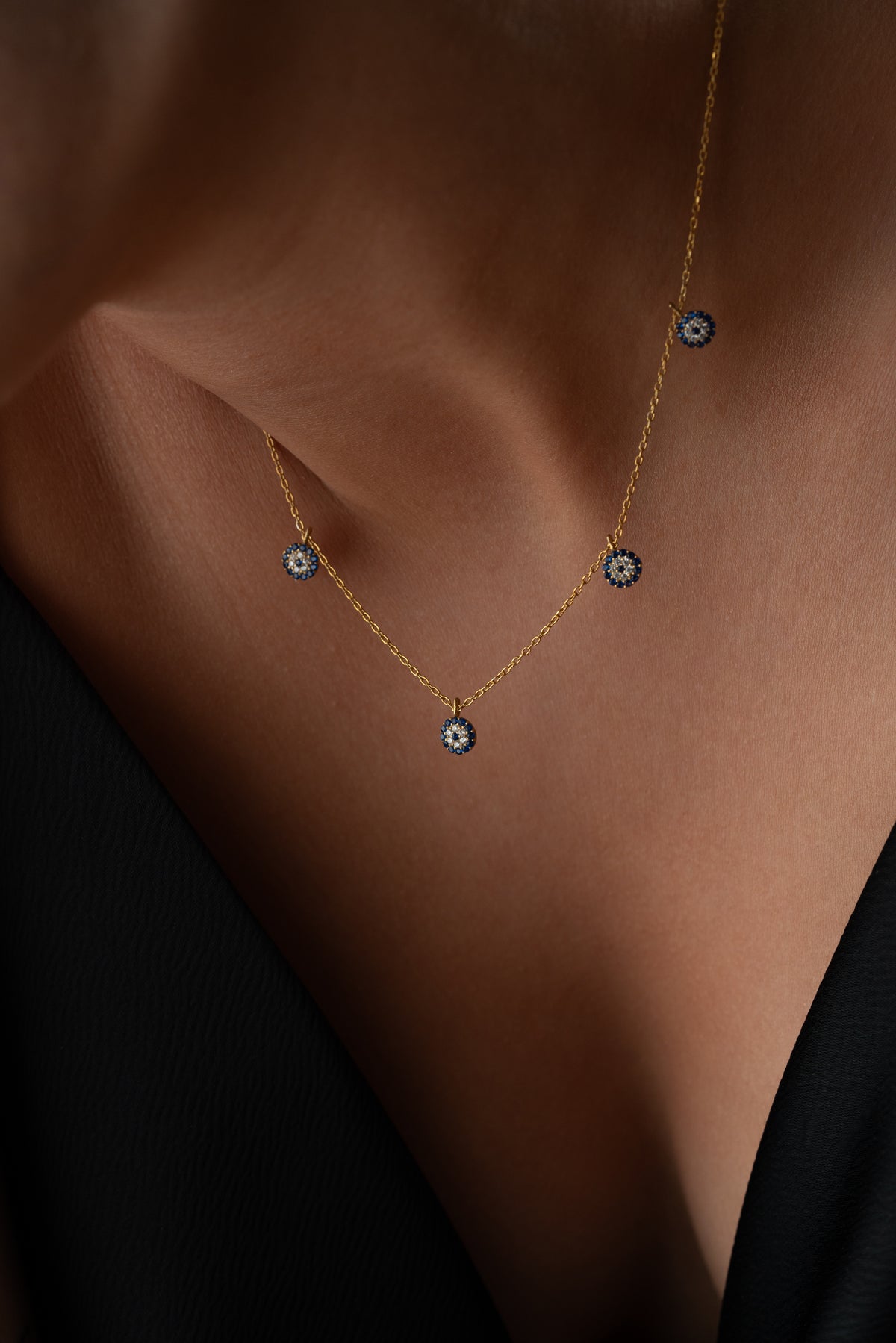 Layered Pave Evil Eye Necklace