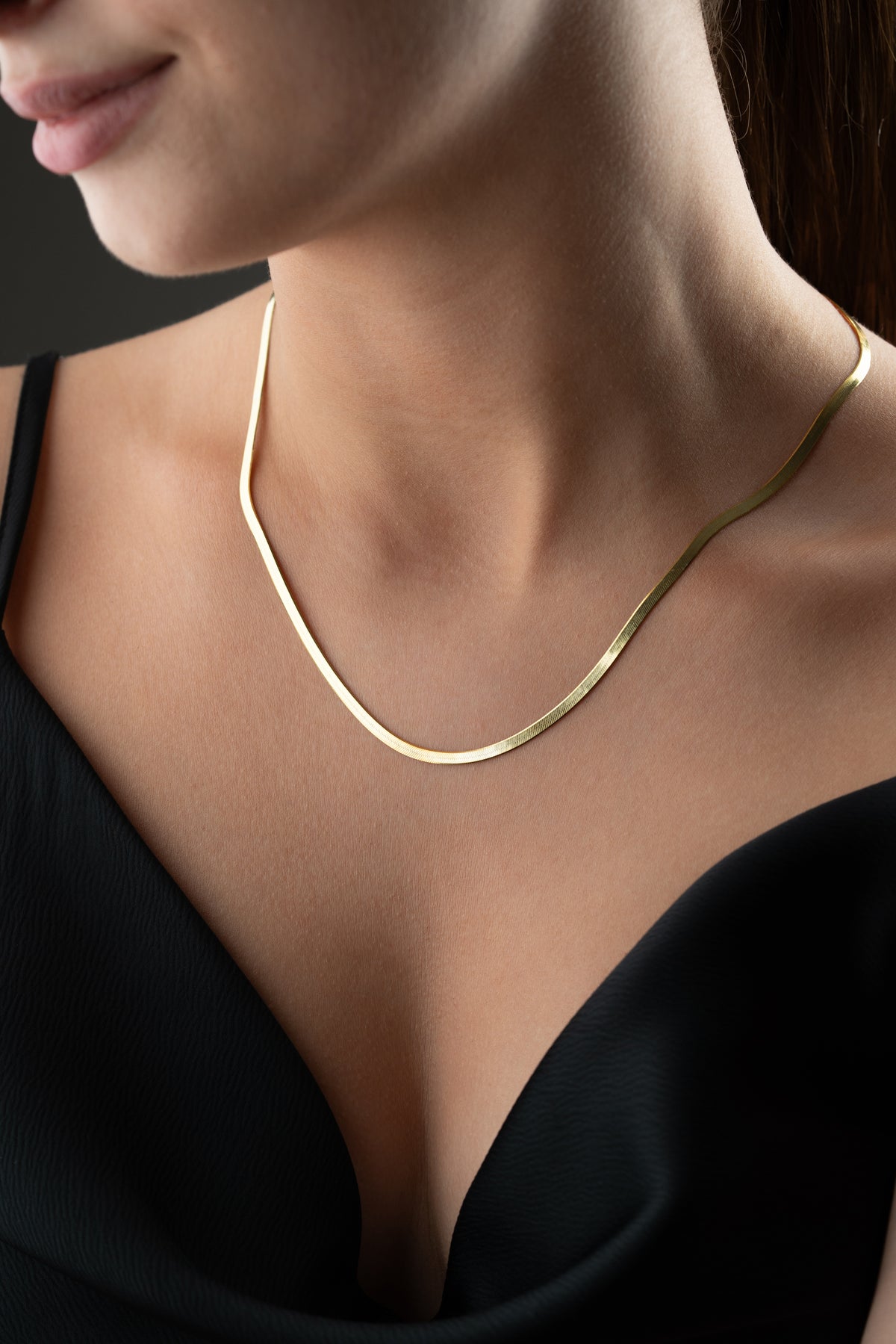 Gold Herringbone Snake Chain Necklace