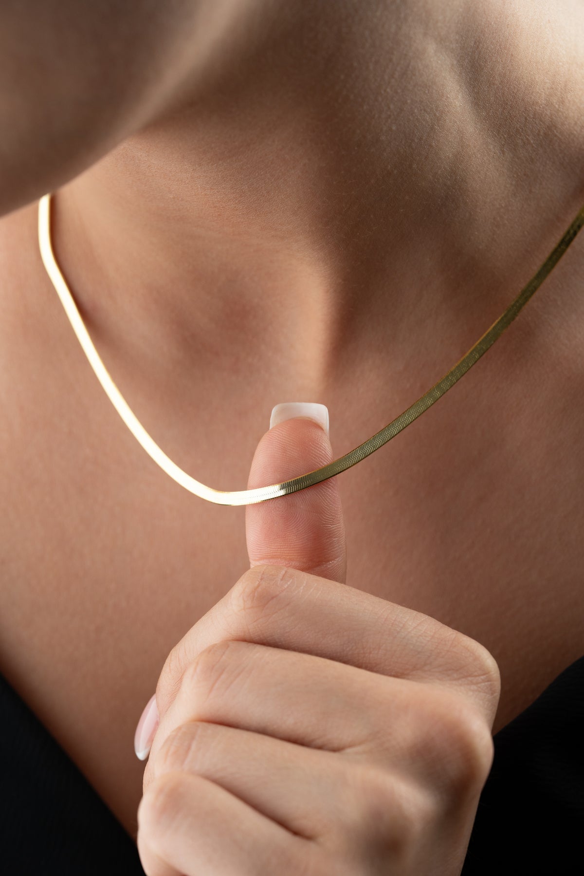 Gold Herringbone Snake Chain Necklace
