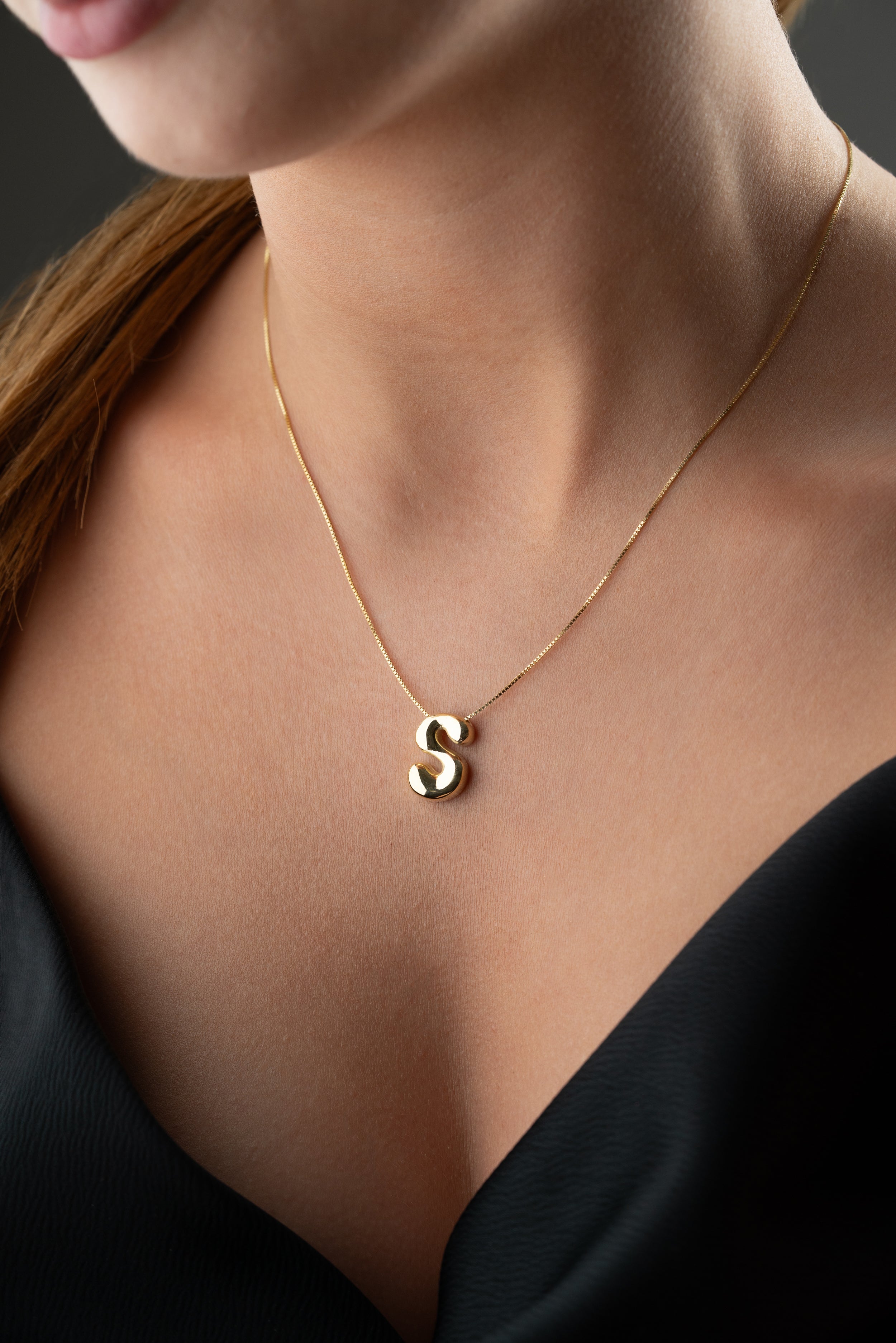 Custom Bubble Letter Initial Necklace