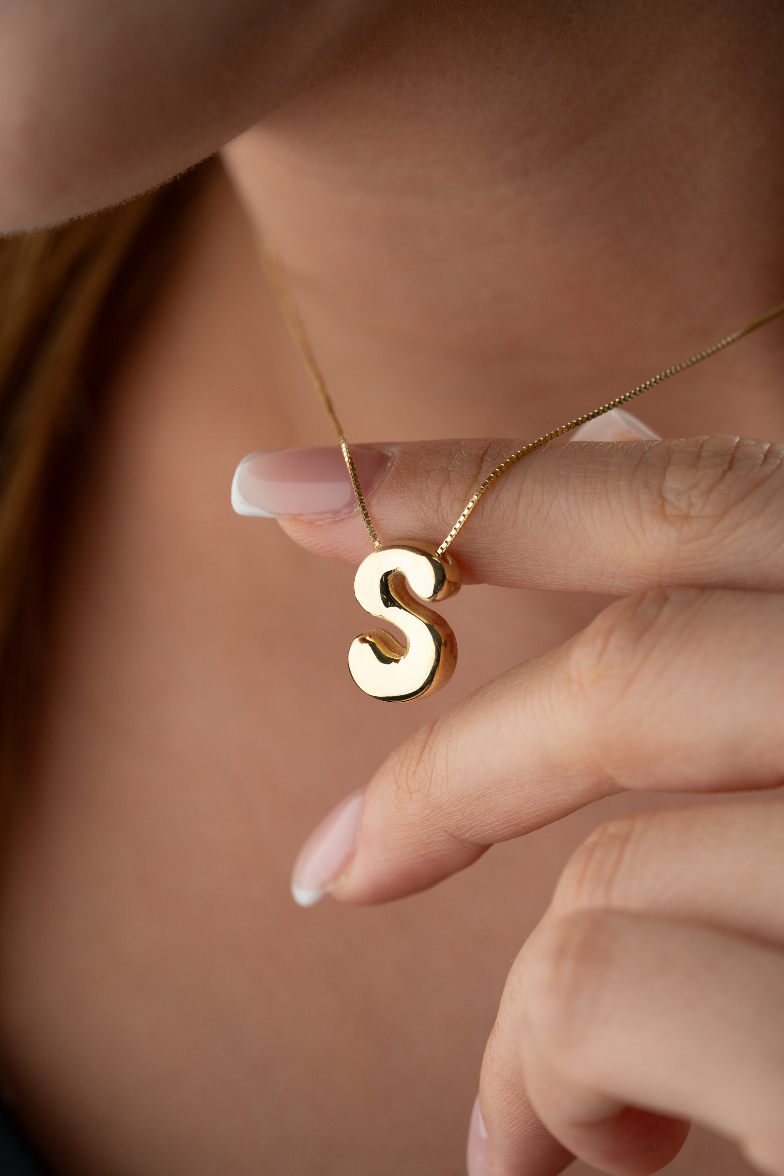 Custom Bubble Letter Initial Necklace