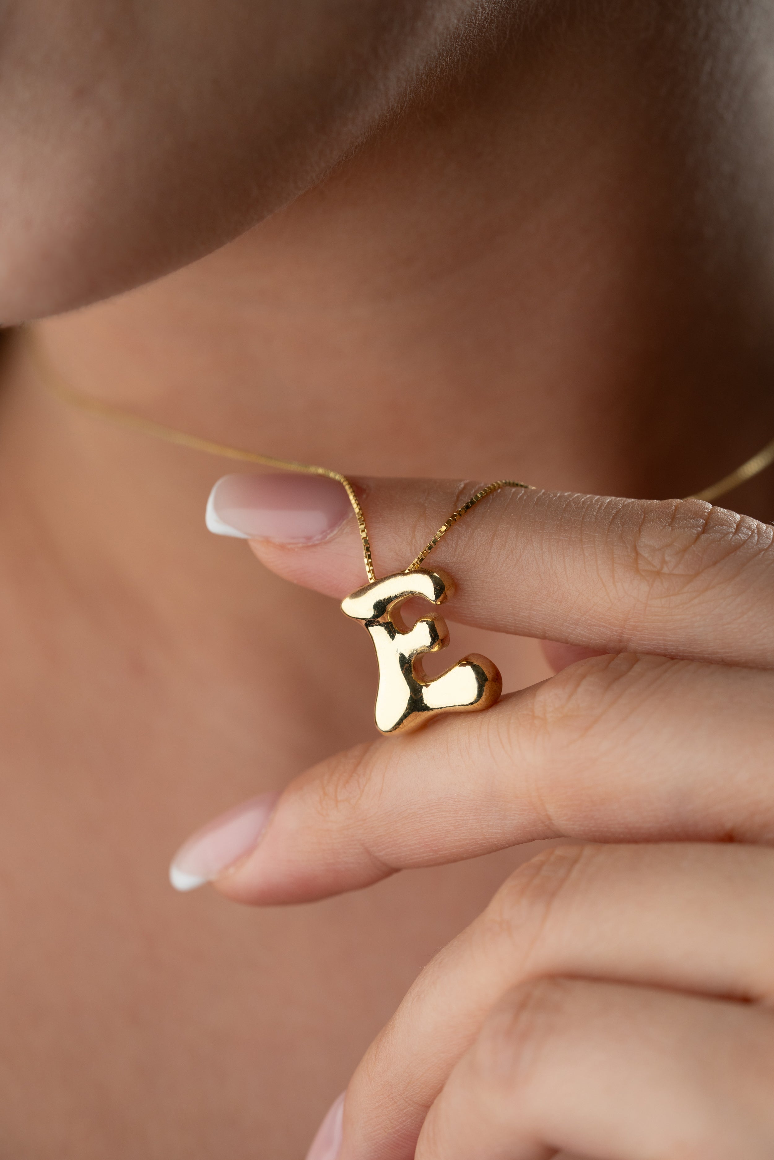 Custom Bubble Letter Initial Necklace