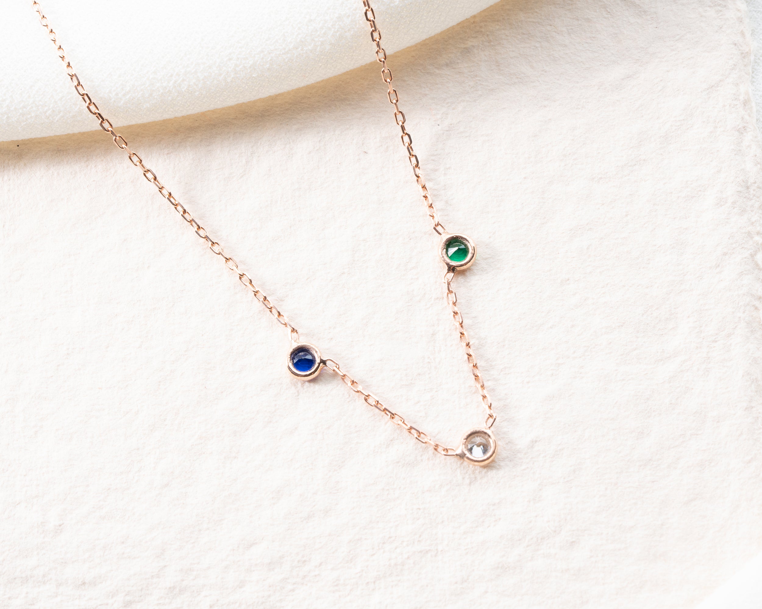 Minimalist Family Birthstone Station Necklace