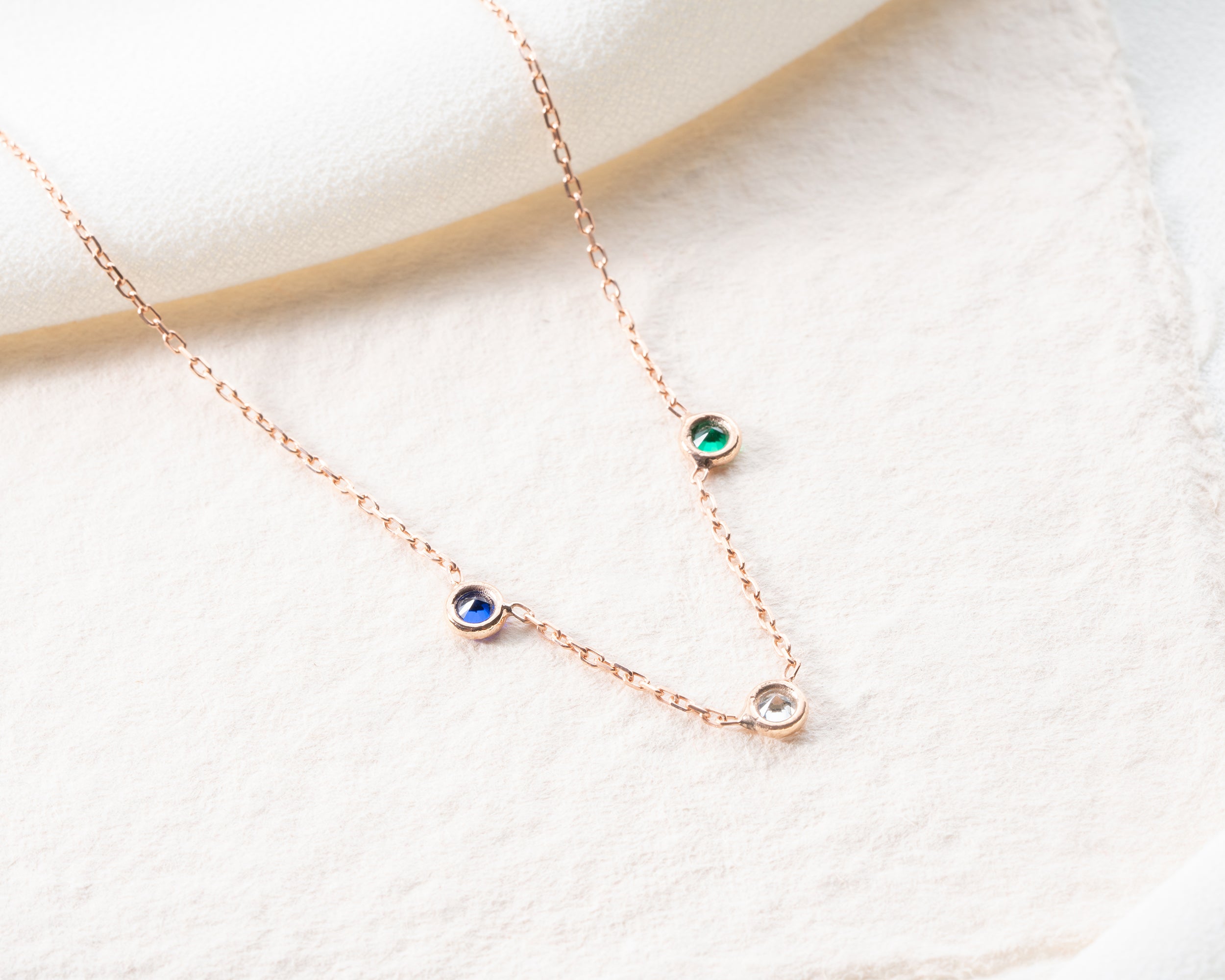 Minimalist Family Birthstone Station Necklace