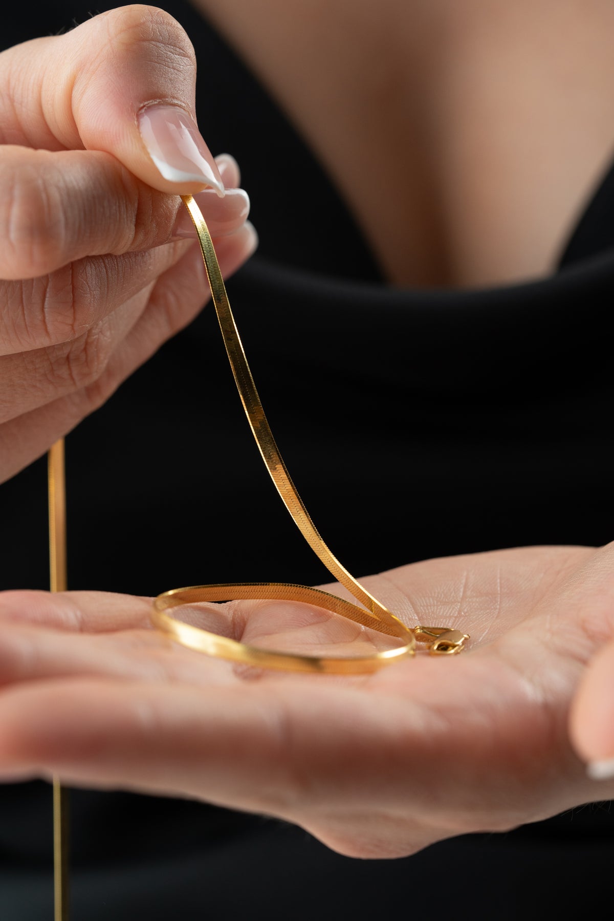 Gold Herringbone Snake Chain Necklace