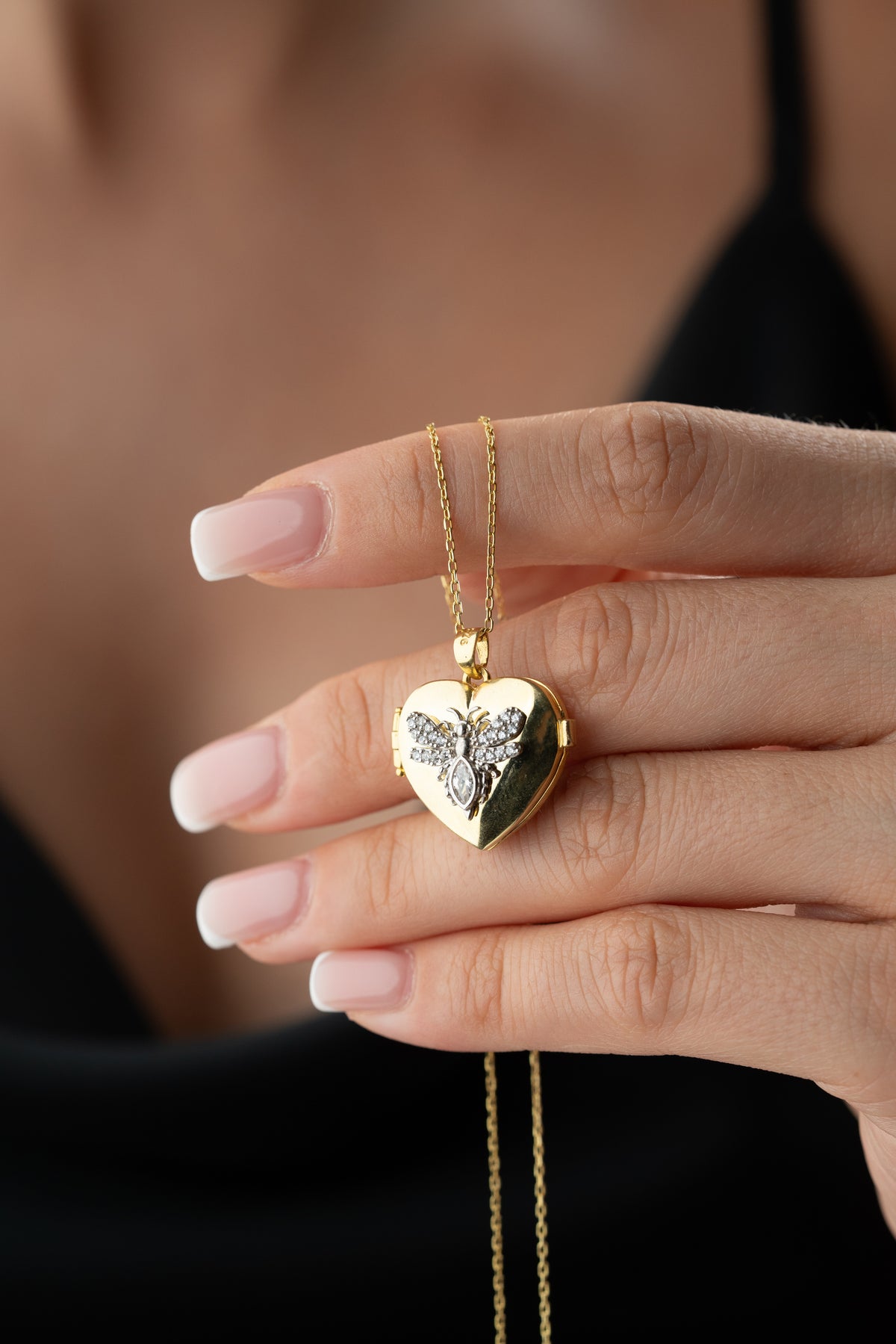 Bee Heart Locket Necklace