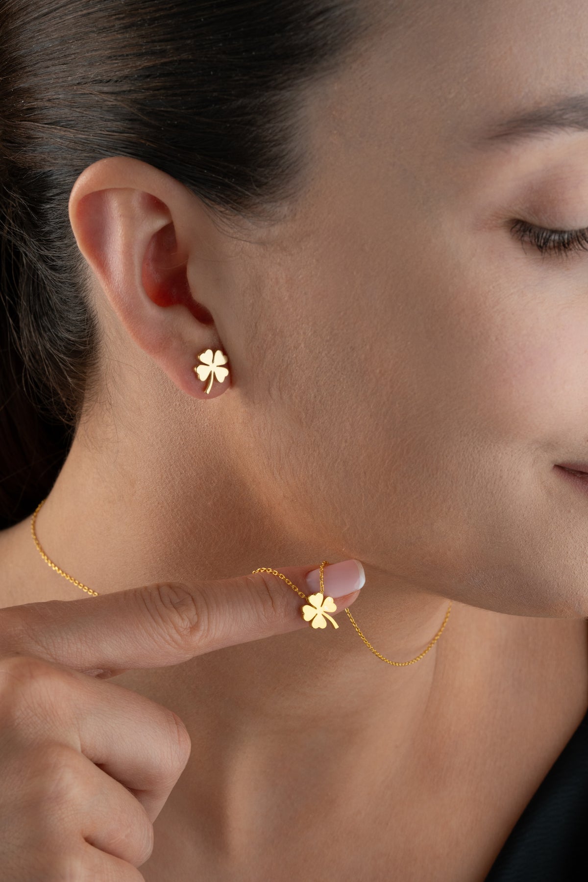 Four Leaf Clover Necklace and Earring Set