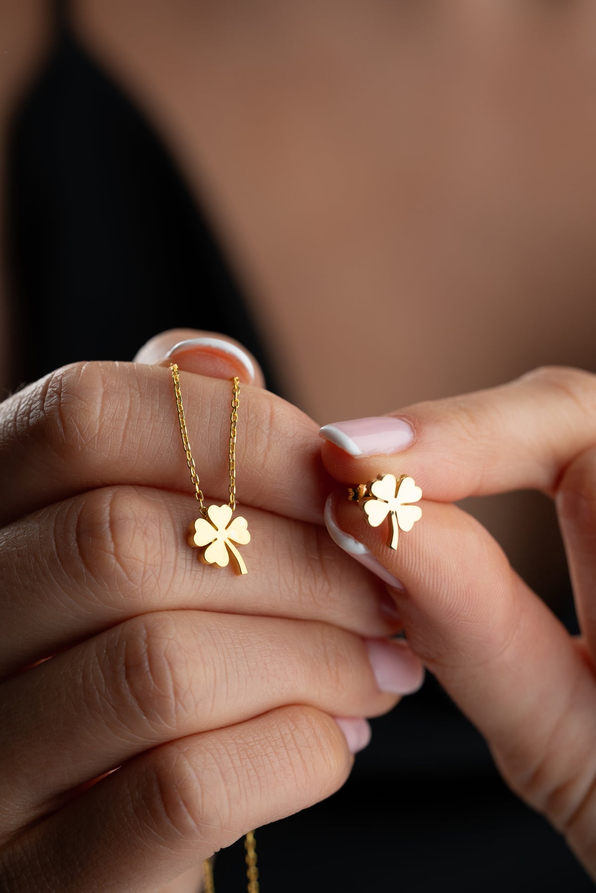 Four Leaf Clover Necklace and Earring Set