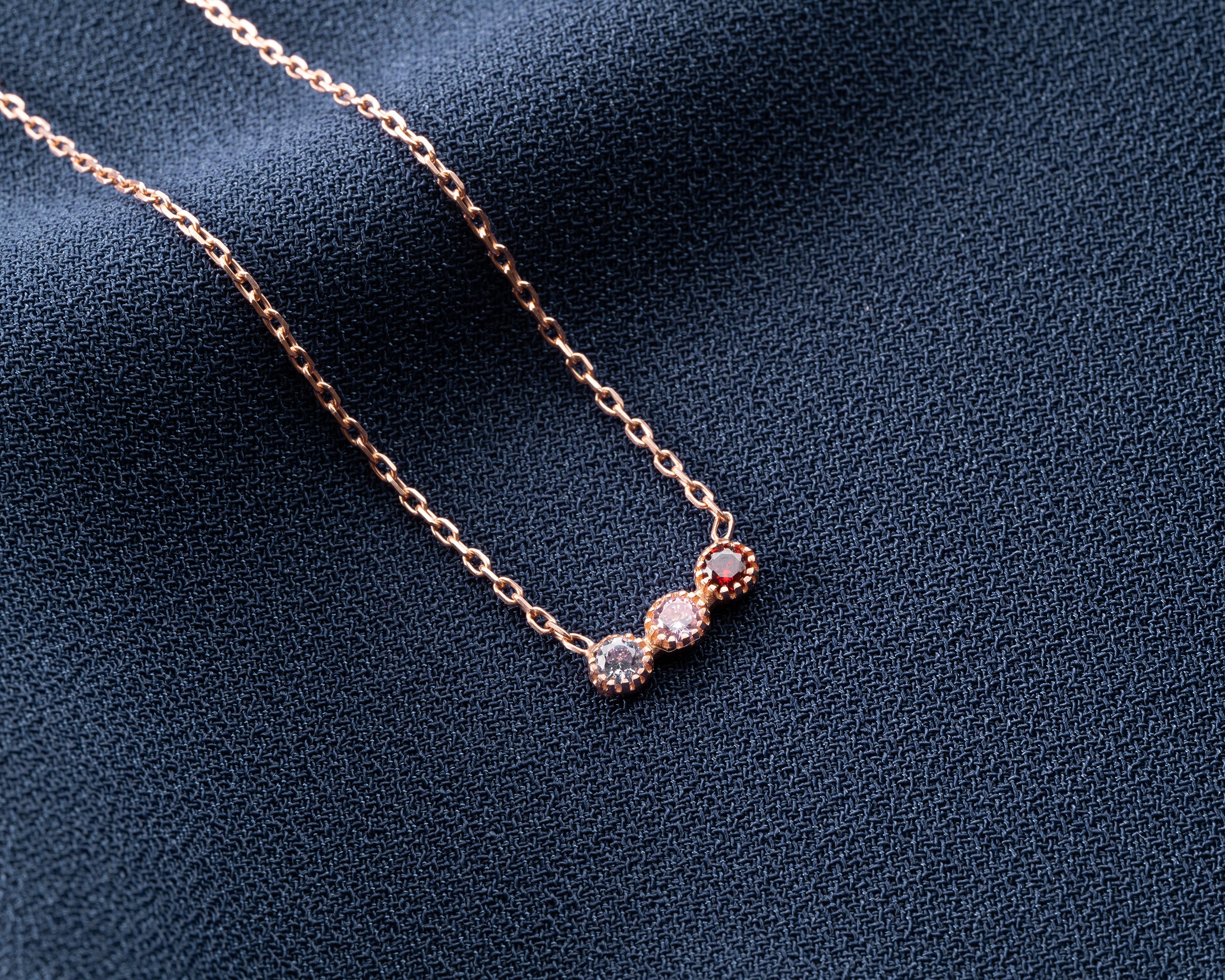 Curved Bar Family Birthstone Necklace