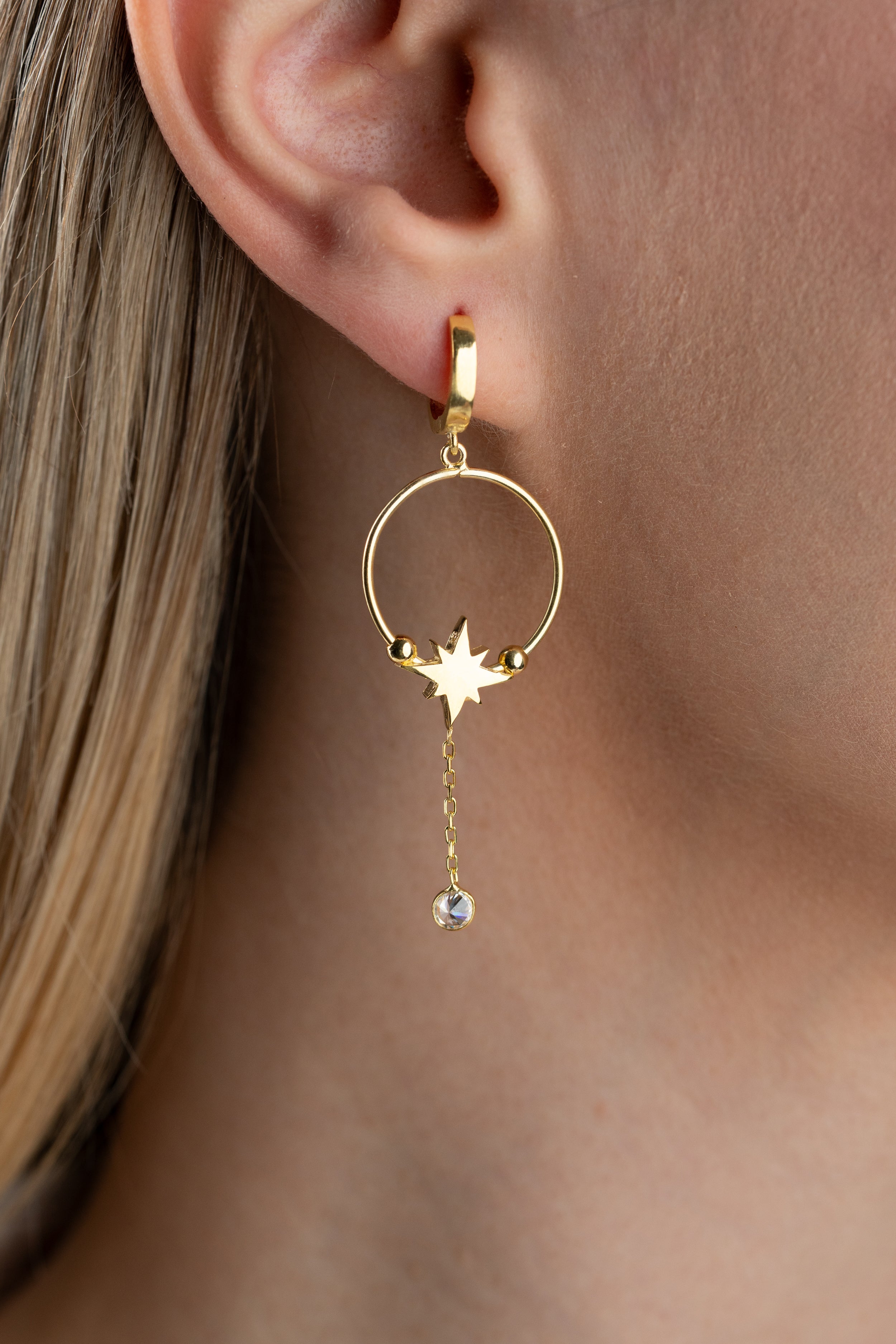 Custom Initial North Star Hoop Earrings