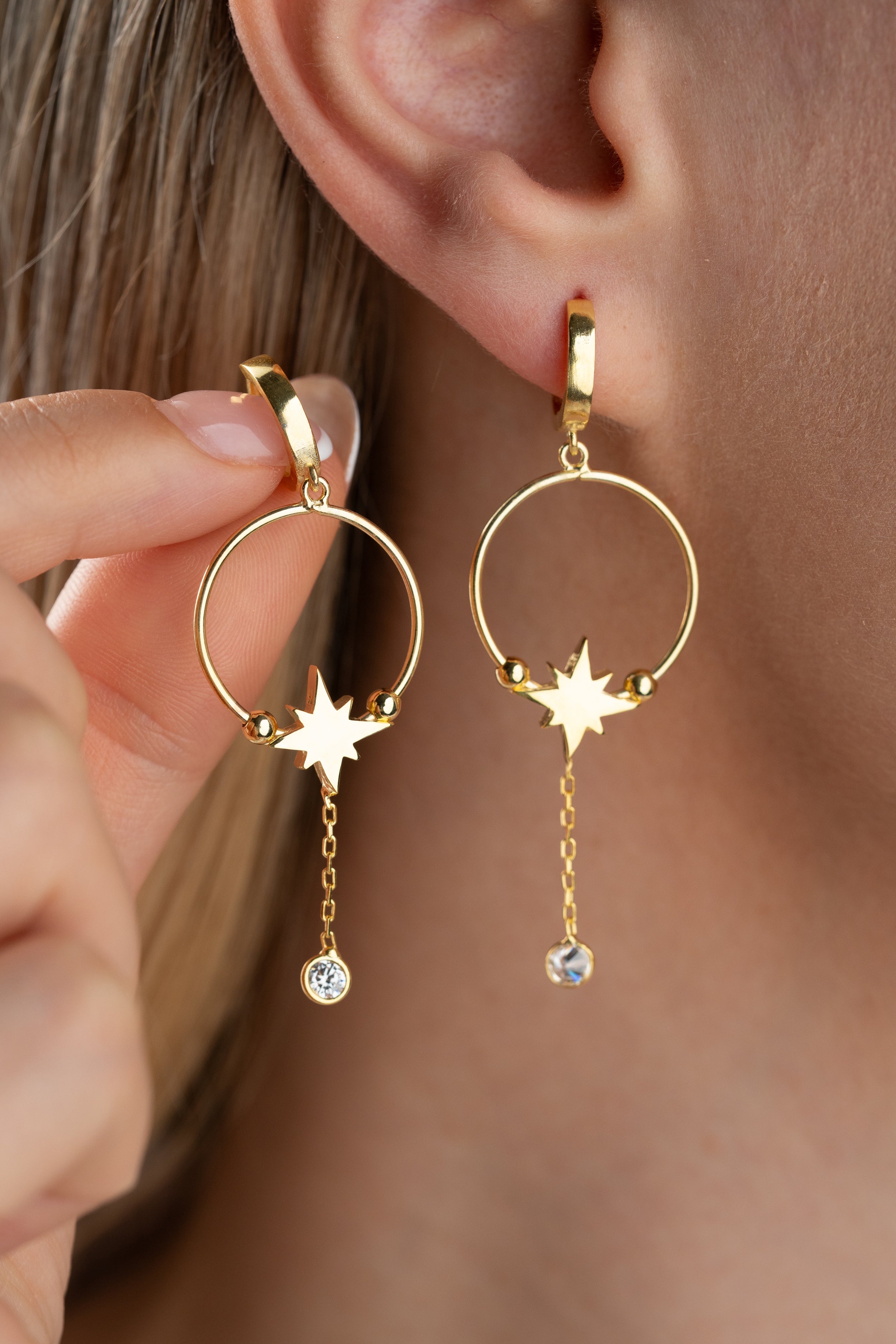 Custom Initial North Star Hoop Earrings