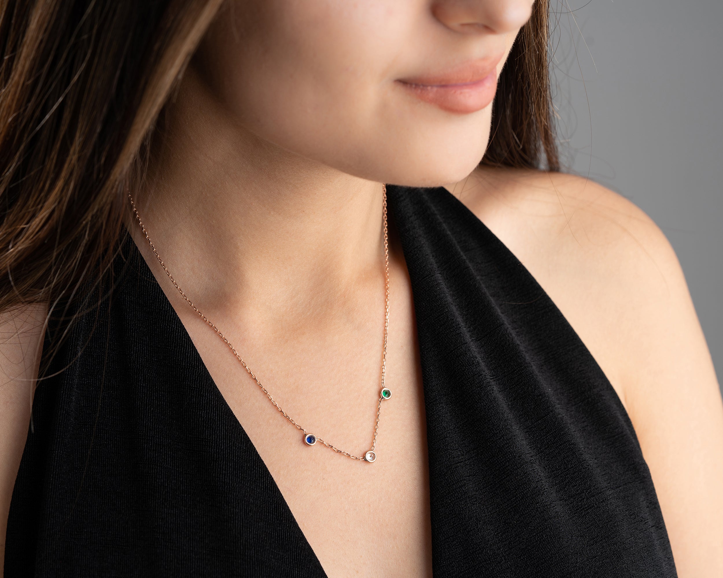 Minimalist Family Birthstone Station Necklace
