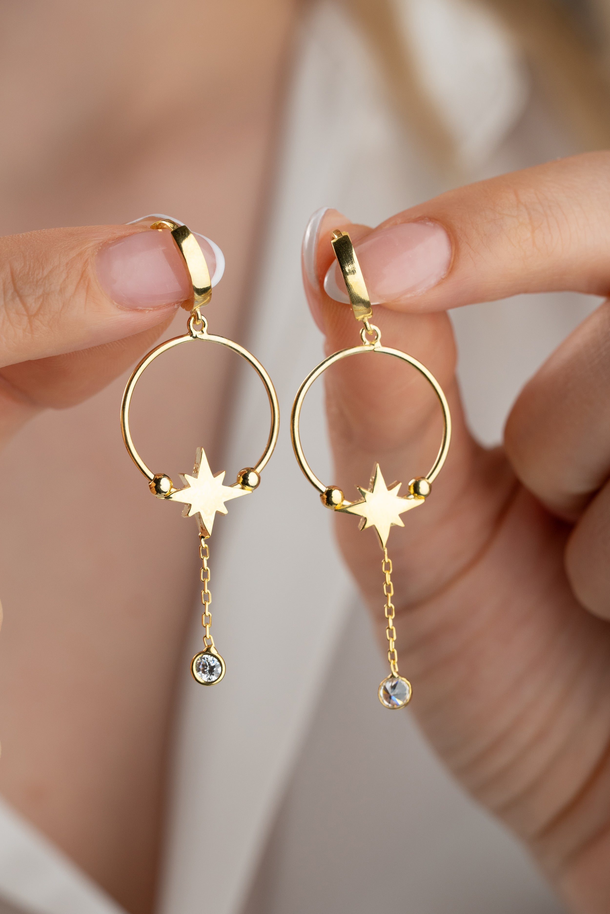 Custom Initial North Star Hoop Earrings