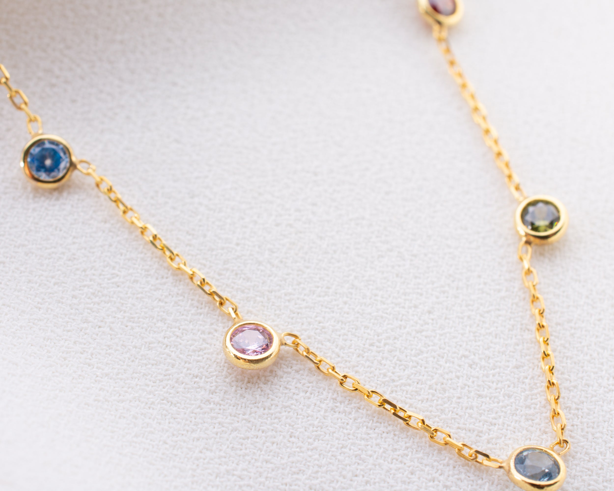 Minimalist Family Birthstone Station Necklace