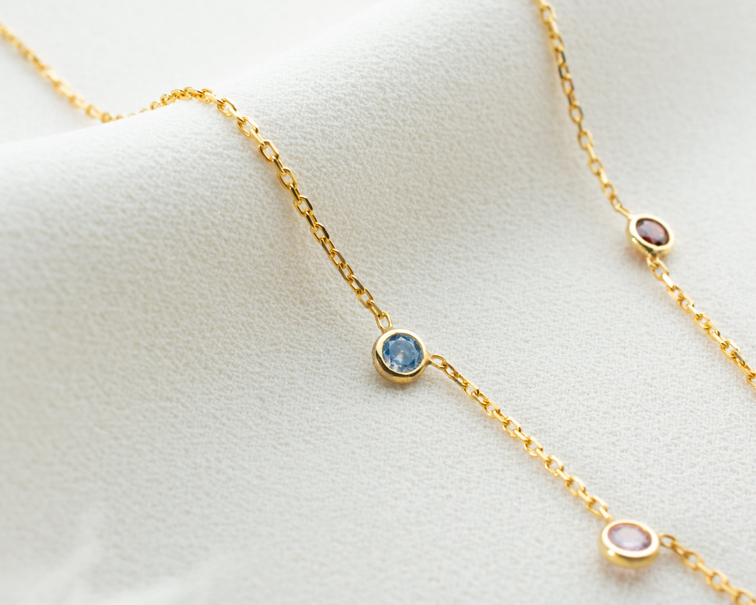 Minimalist Family Birthstone Station Necklace