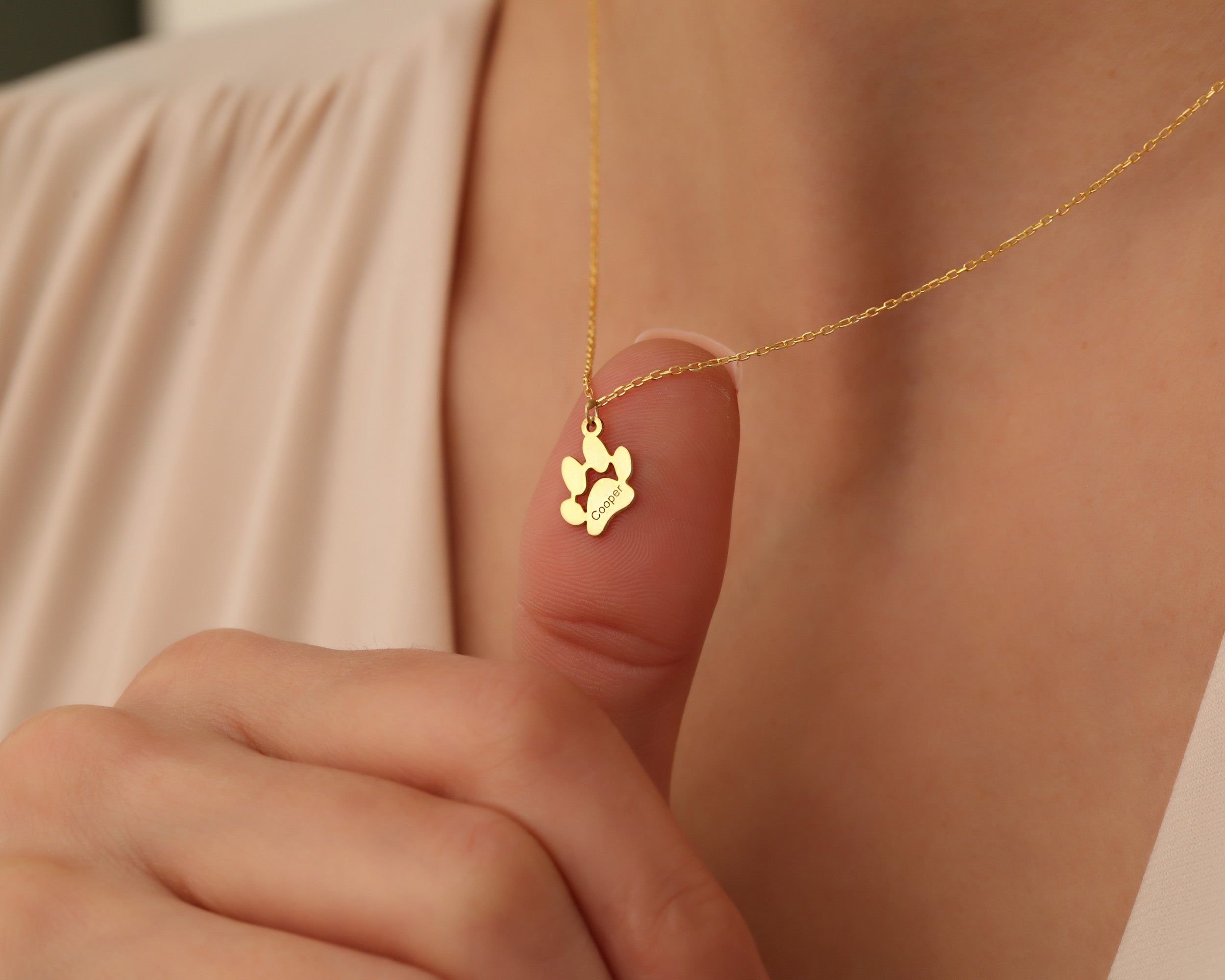 Personalized Paw Print Name Necklace