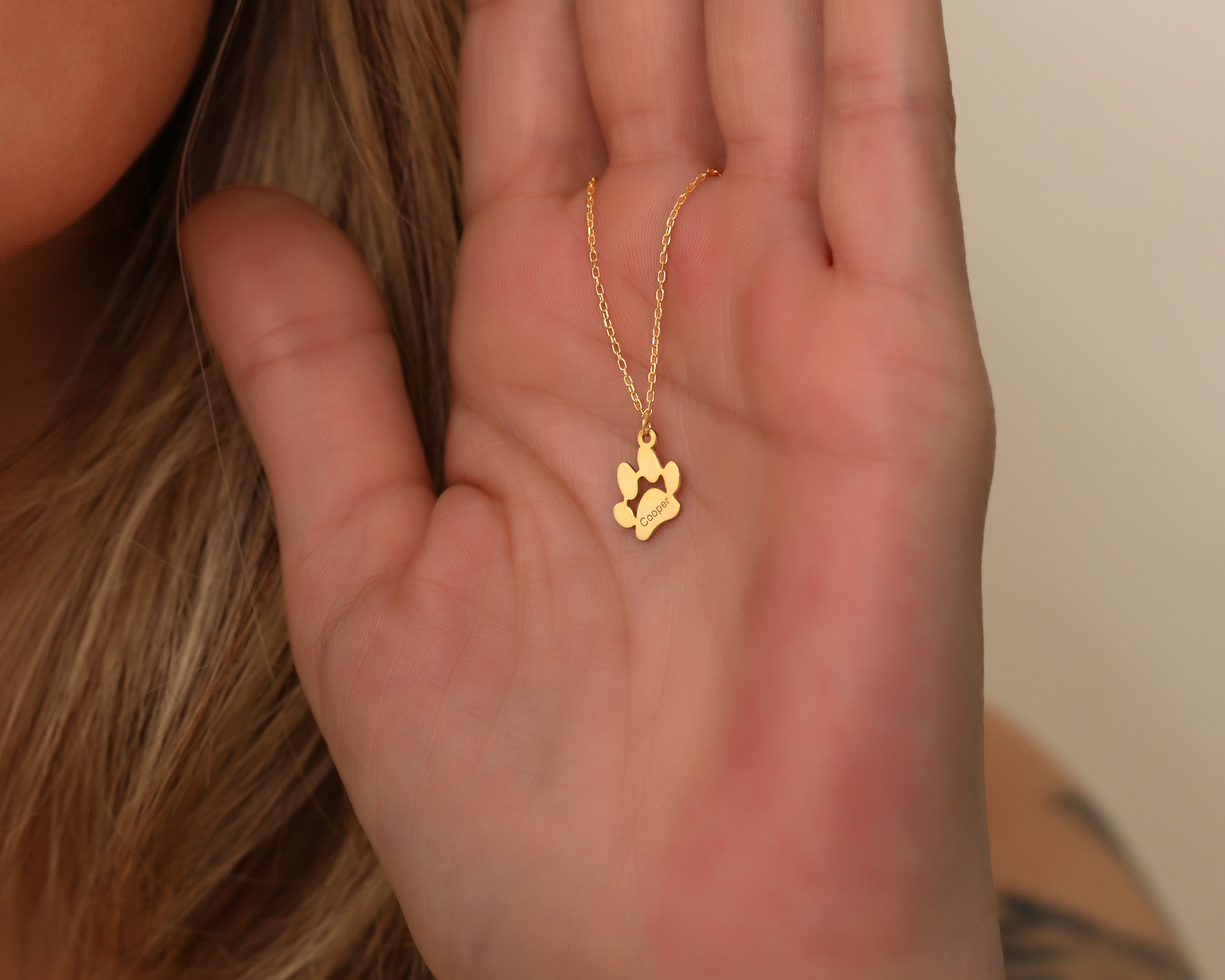 Personalized Paw Print Name Necklace