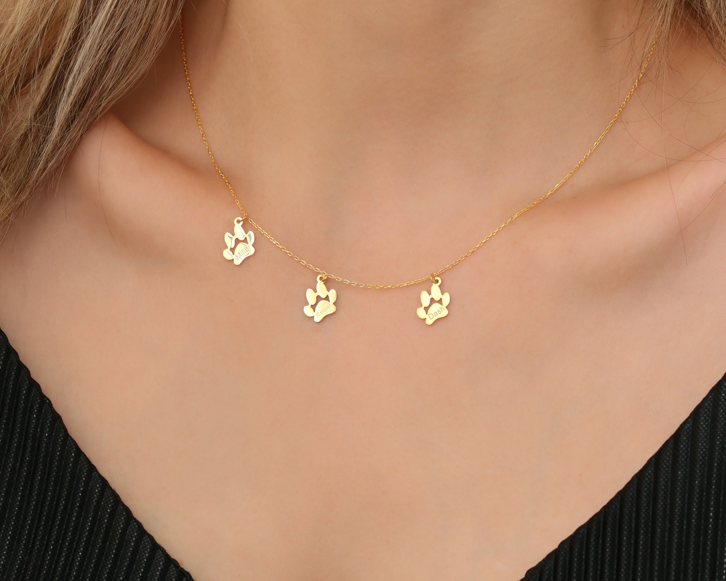 Custom Paw Print Pet Name Necklace