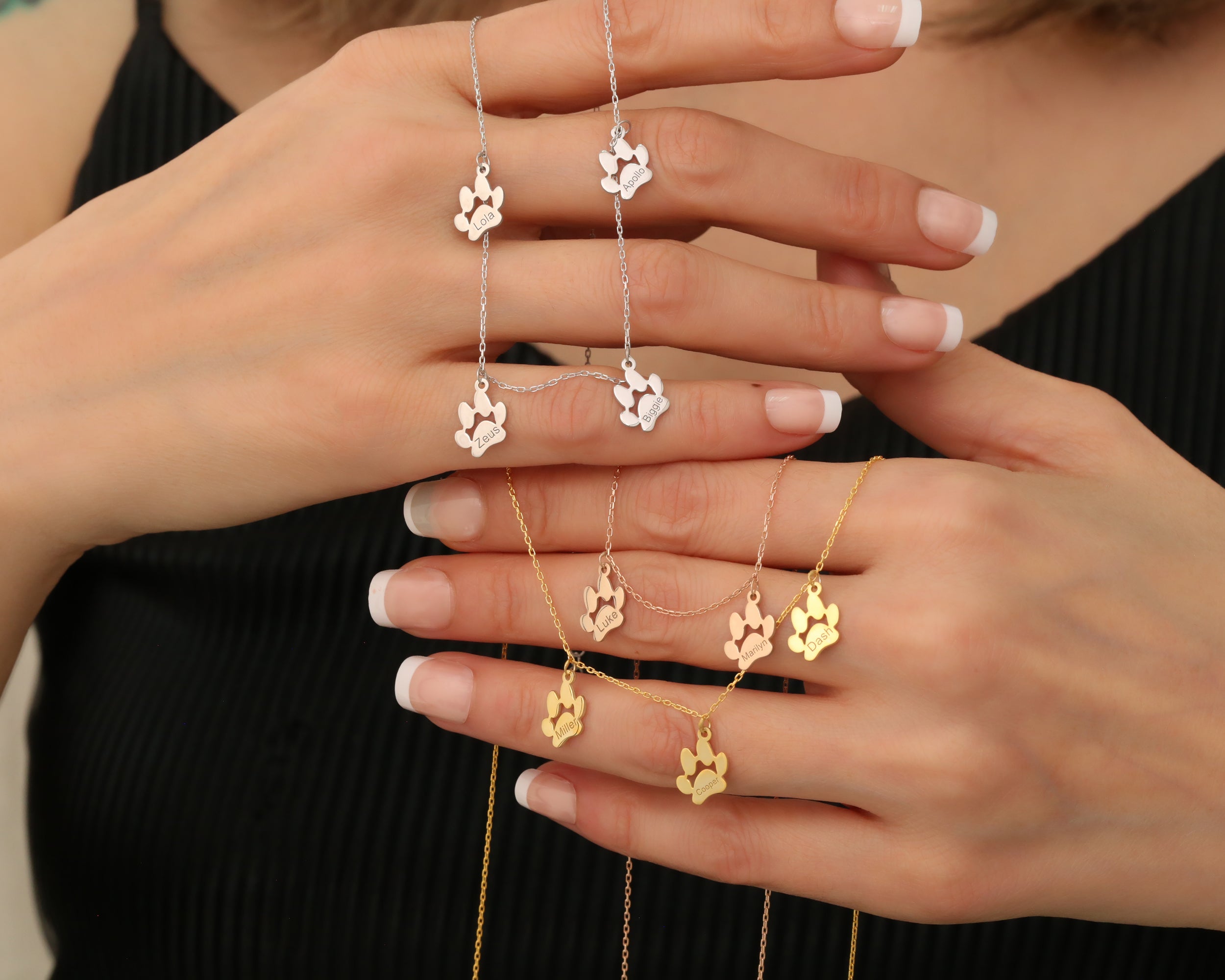Custom Paw Print Pet Name Necklace