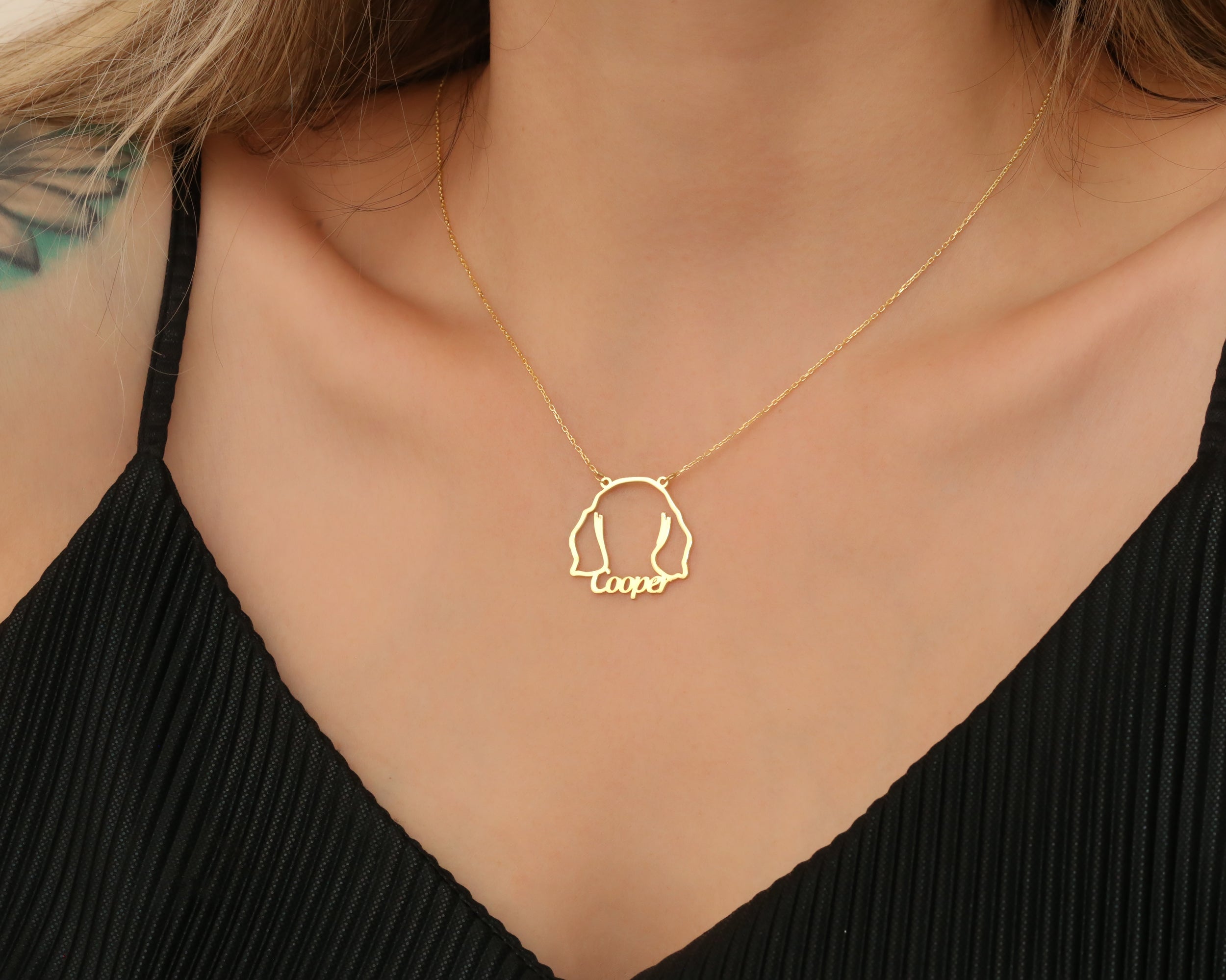Custom Pet Silhouette Name Necklace