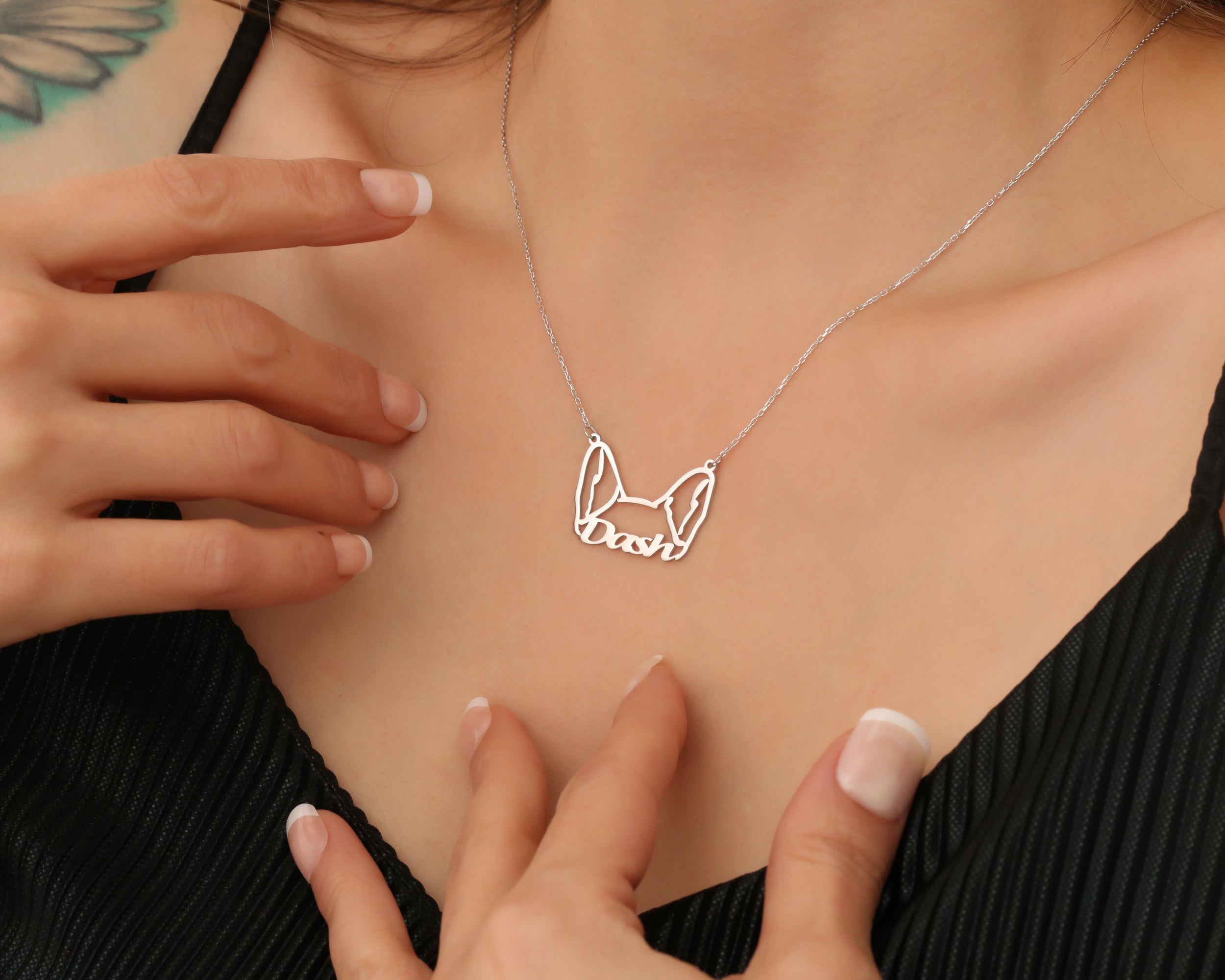 Custom Pet Silhouette Name Necklace