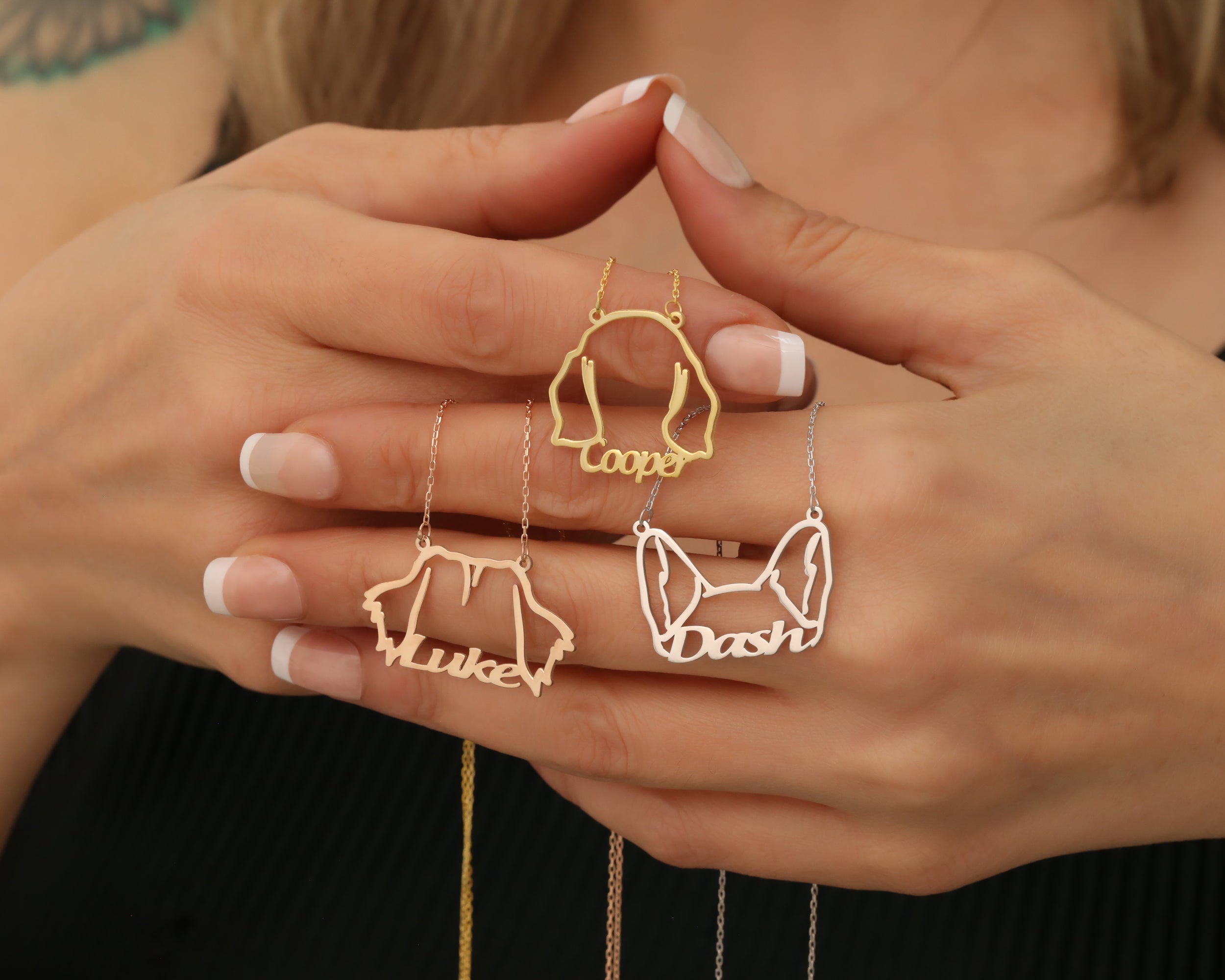 Custom Pet Silhouette Name Necklace