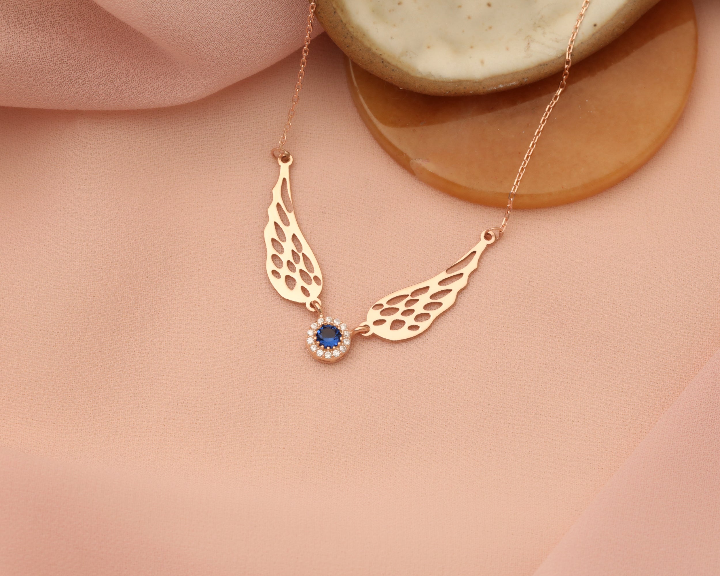 Angel Wing Birthstone Necklace