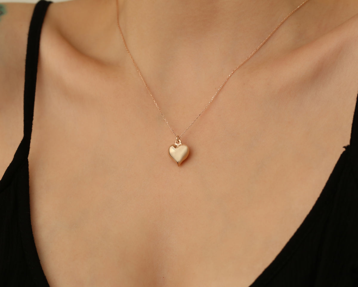 Puffed Heart Pendant Necklace