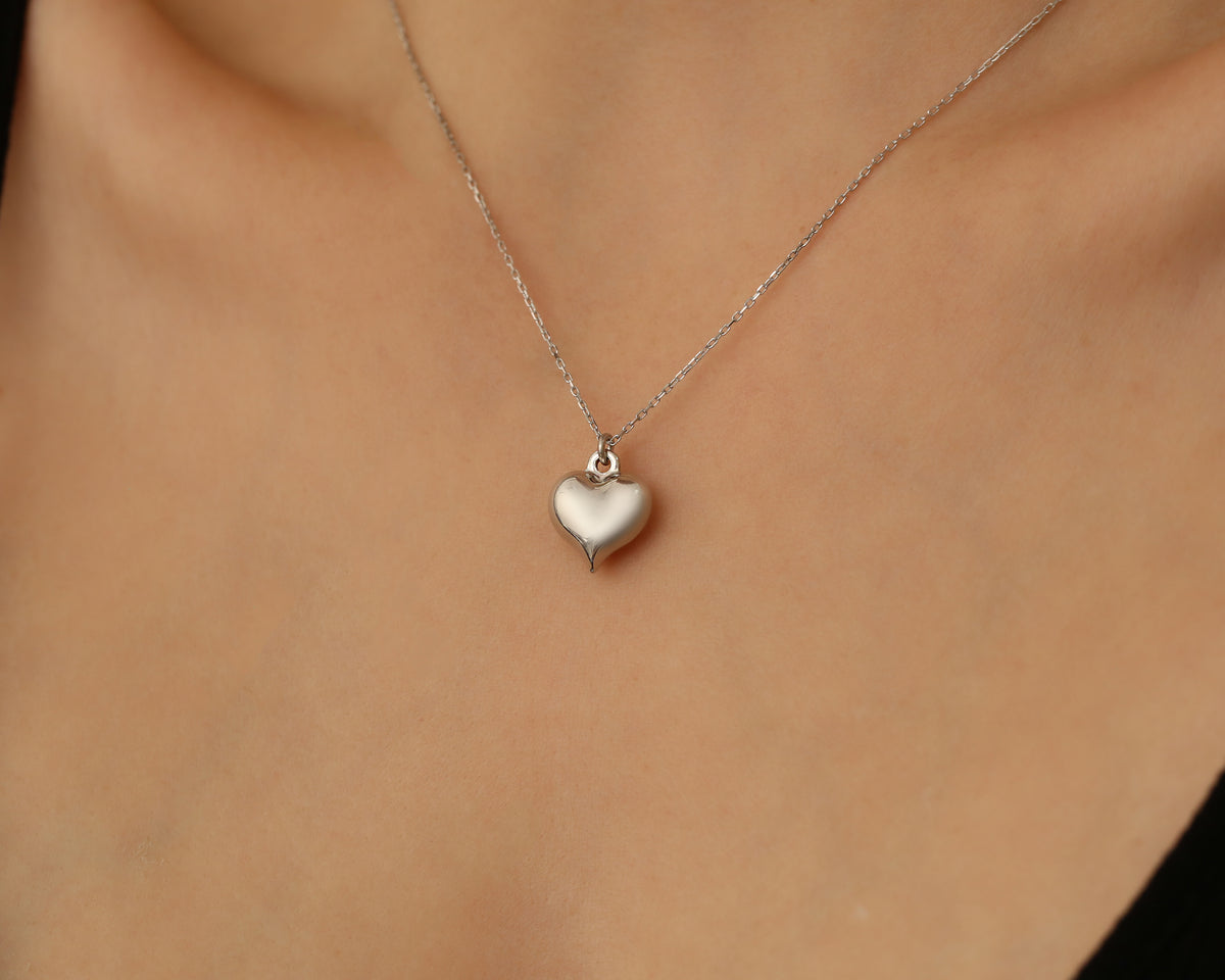 Puffed Heart Pendant Necklace