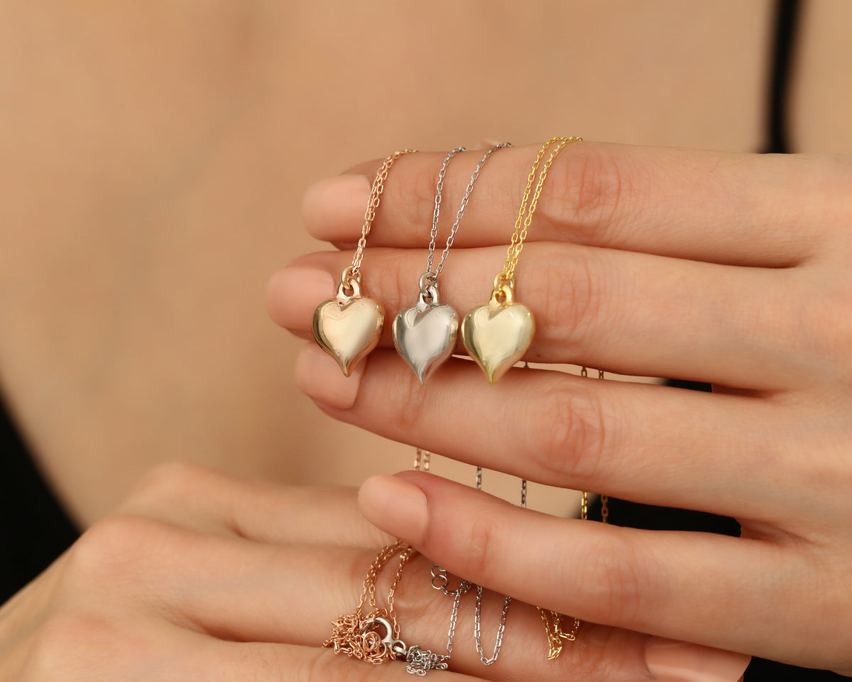 Puffed Heart Pendant Necklace