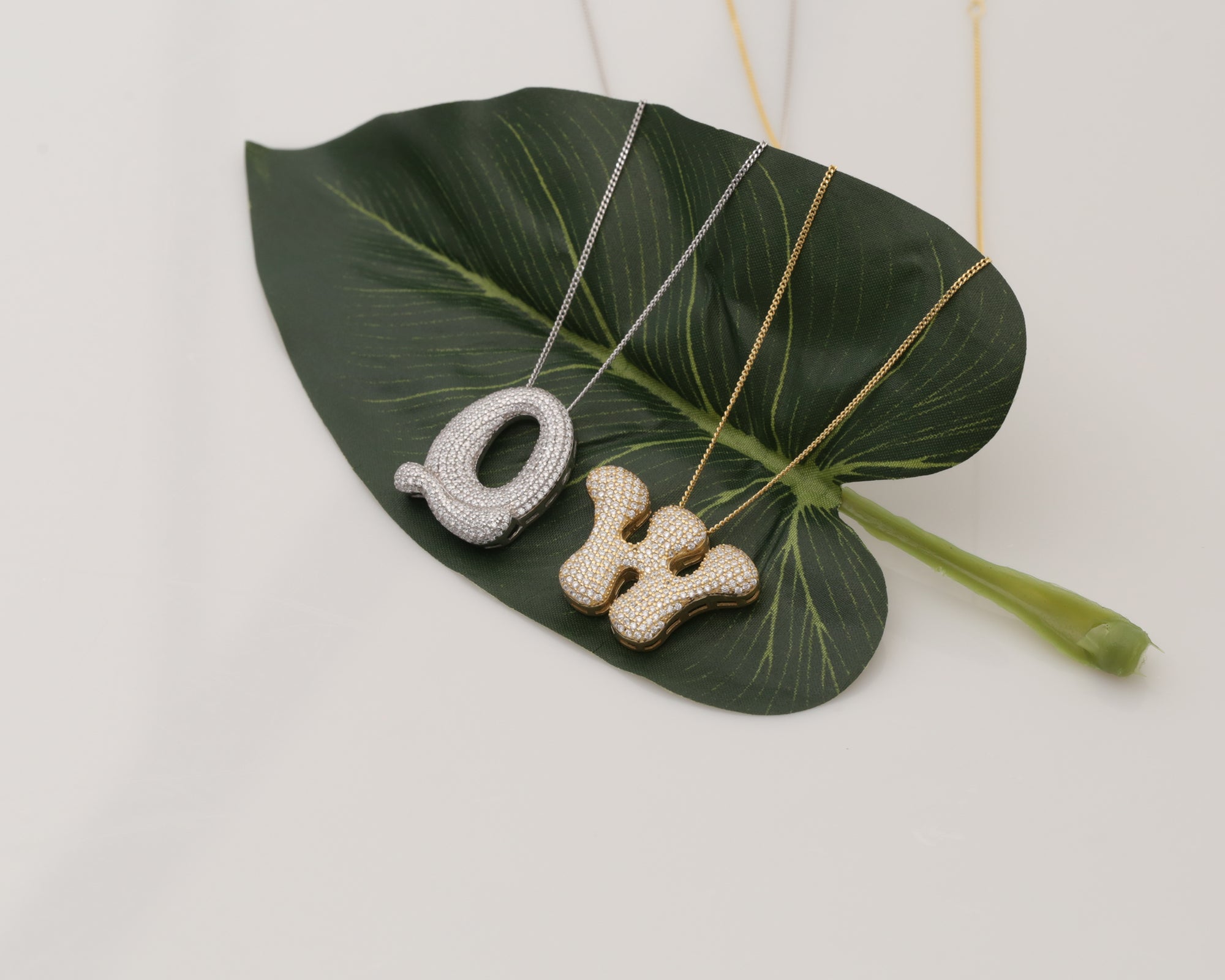 Custom Pave Bubble Initial Necklace