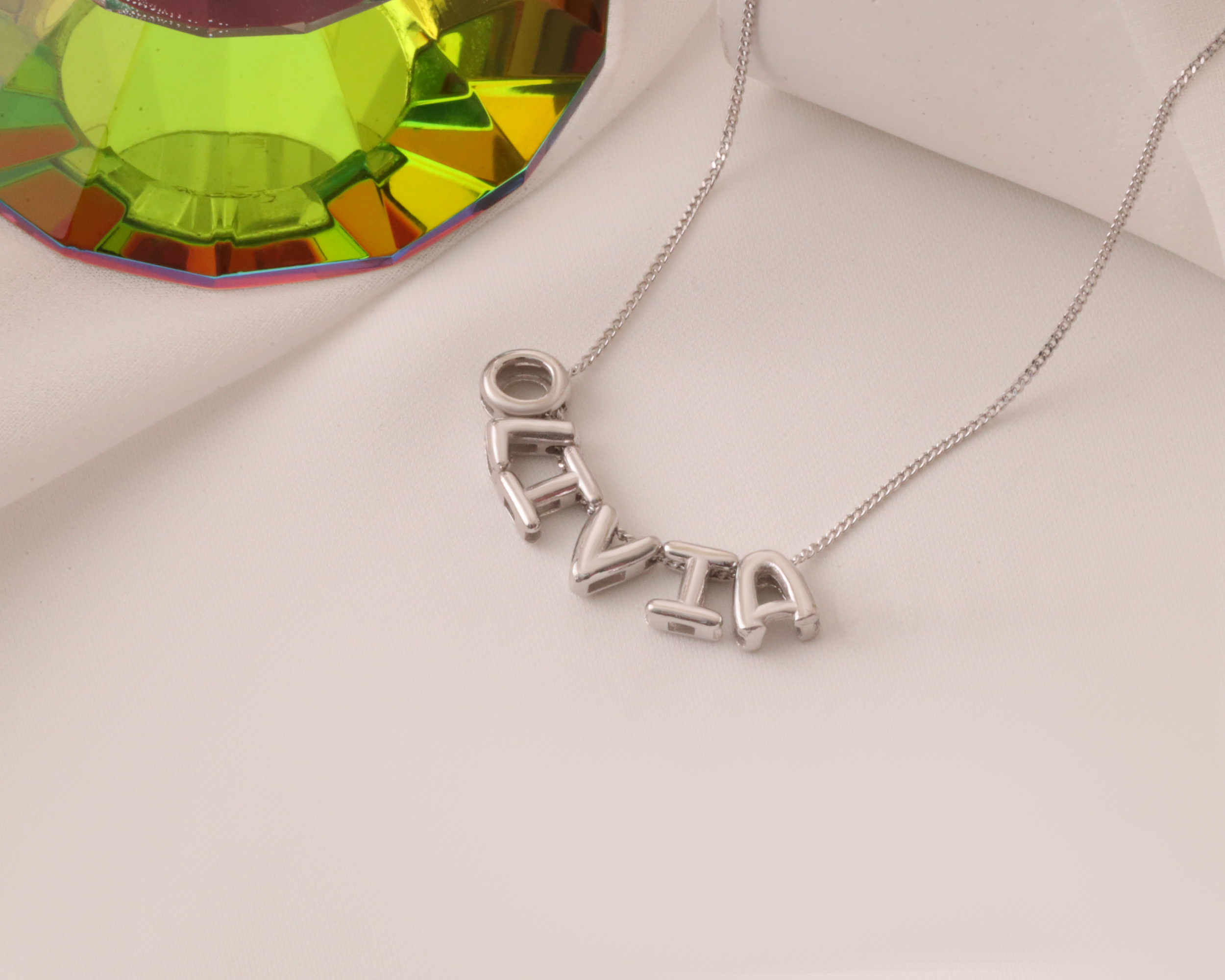 Custom Balloon Letter Name Necklace