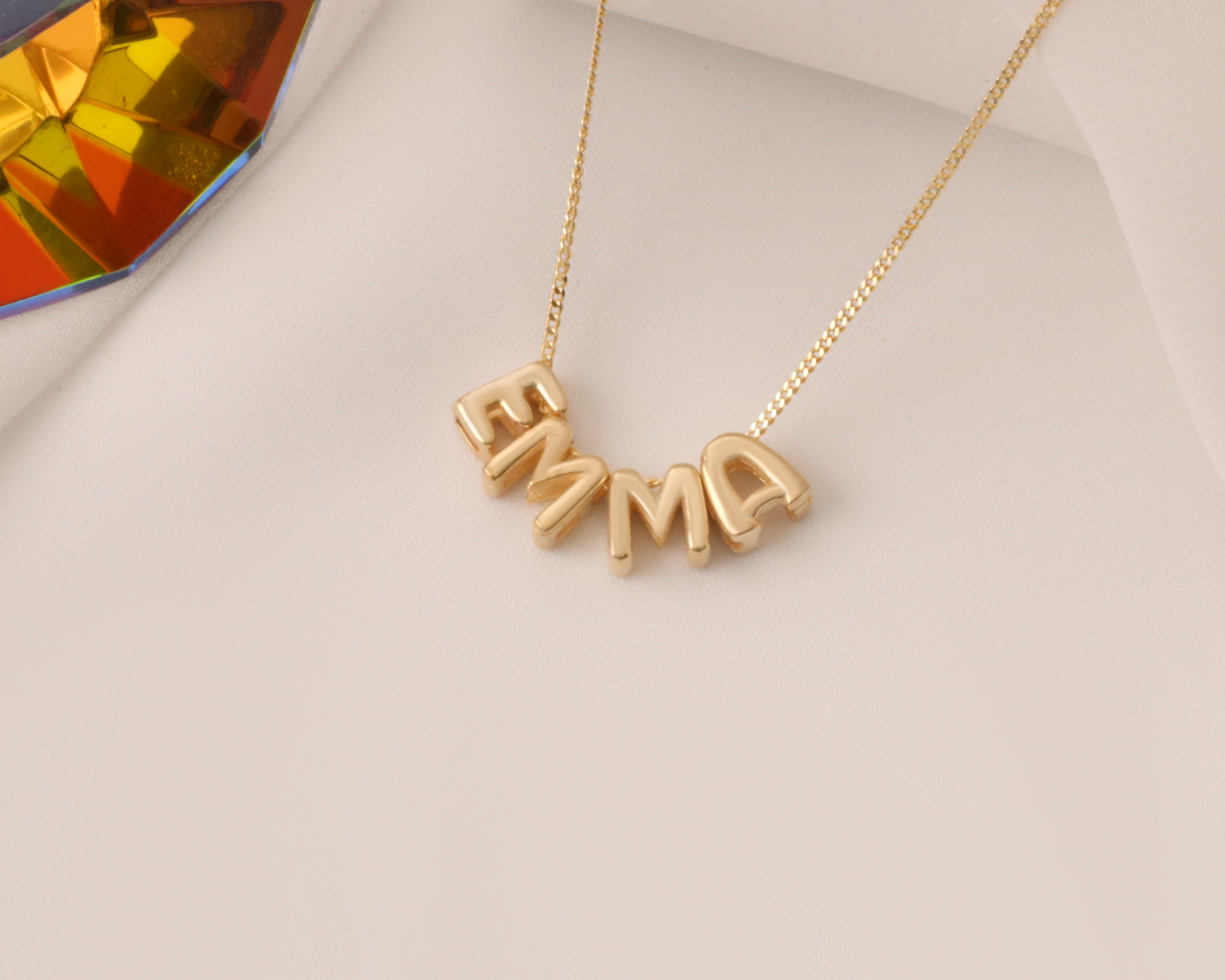 Custom Balloon Letter Name Necklace
